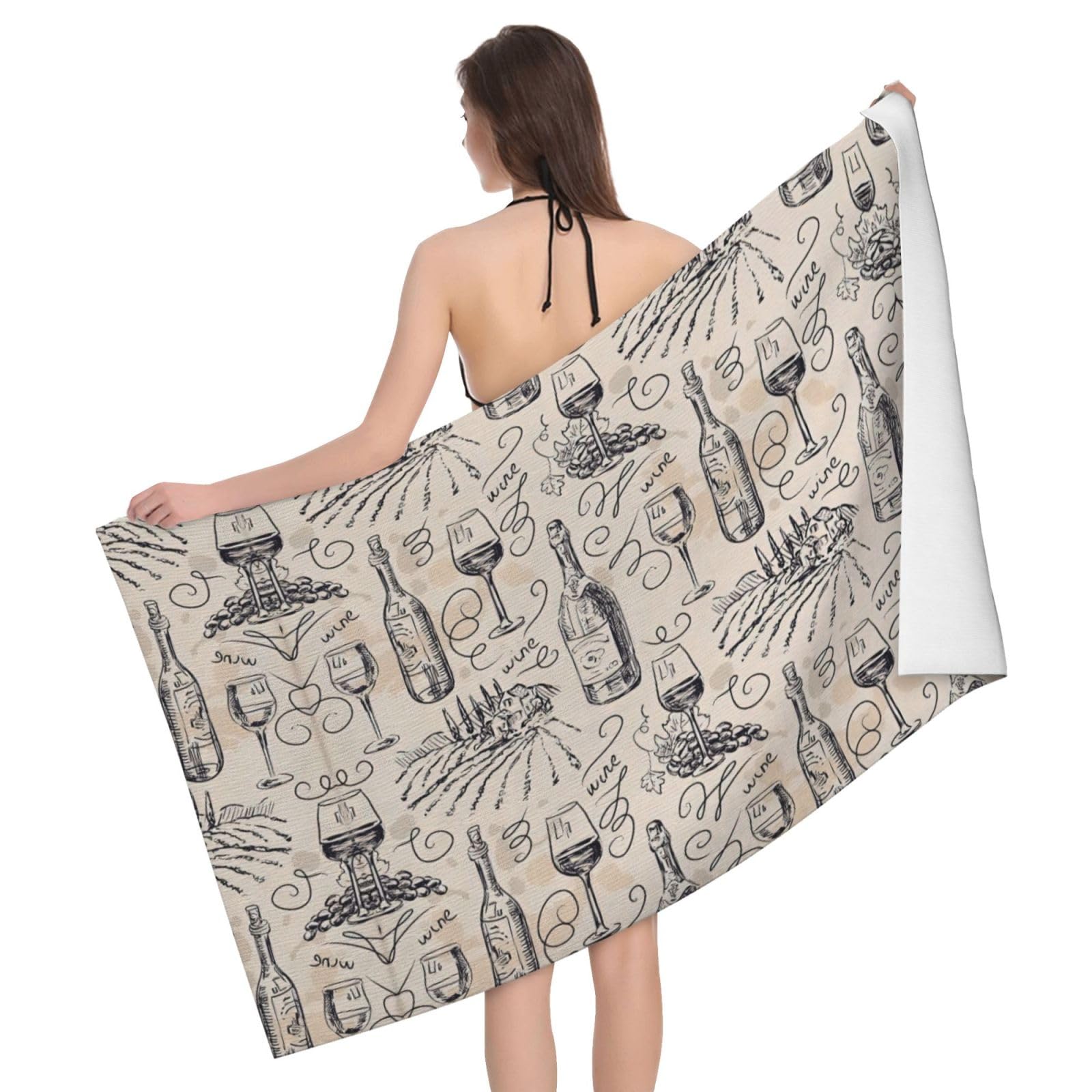 Serviette de piscine microfibre douce pour la peau drap absorbant séchage rapide motif raisin