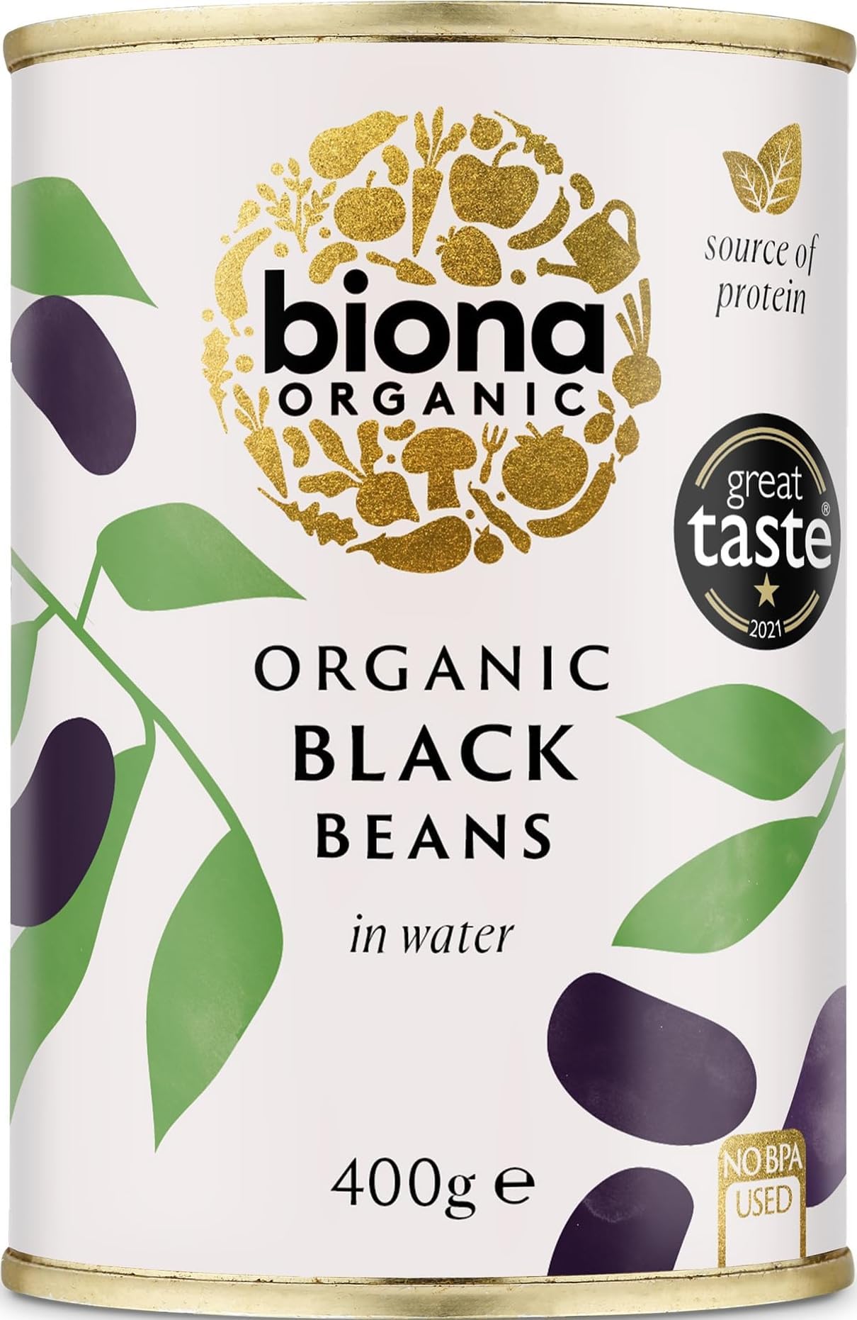 Biona Organic Black Beans, 400g | 100% Organic Black Beans, High in Protein and Fibre, Ready to Eat, Suitable for Vegans