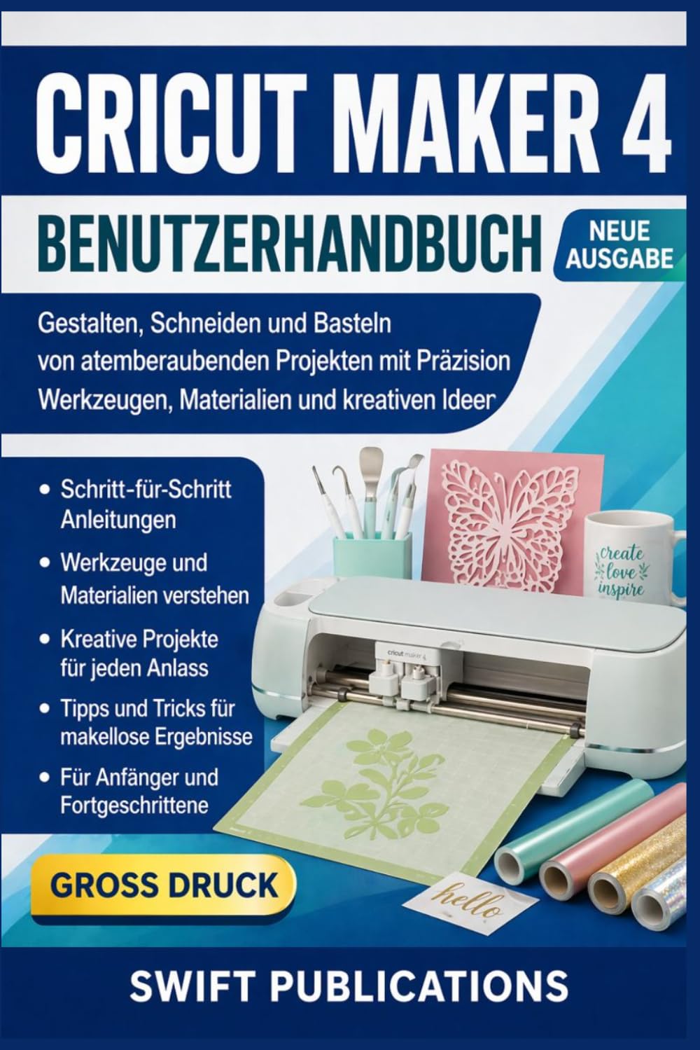 Cricut Maker 4 Benutzerhandbuch: Gestalten, Schneiden und Basteln von atemberaubenden Projekten mit Präzision Werkzeugen, Materialien und kreativen Ideen