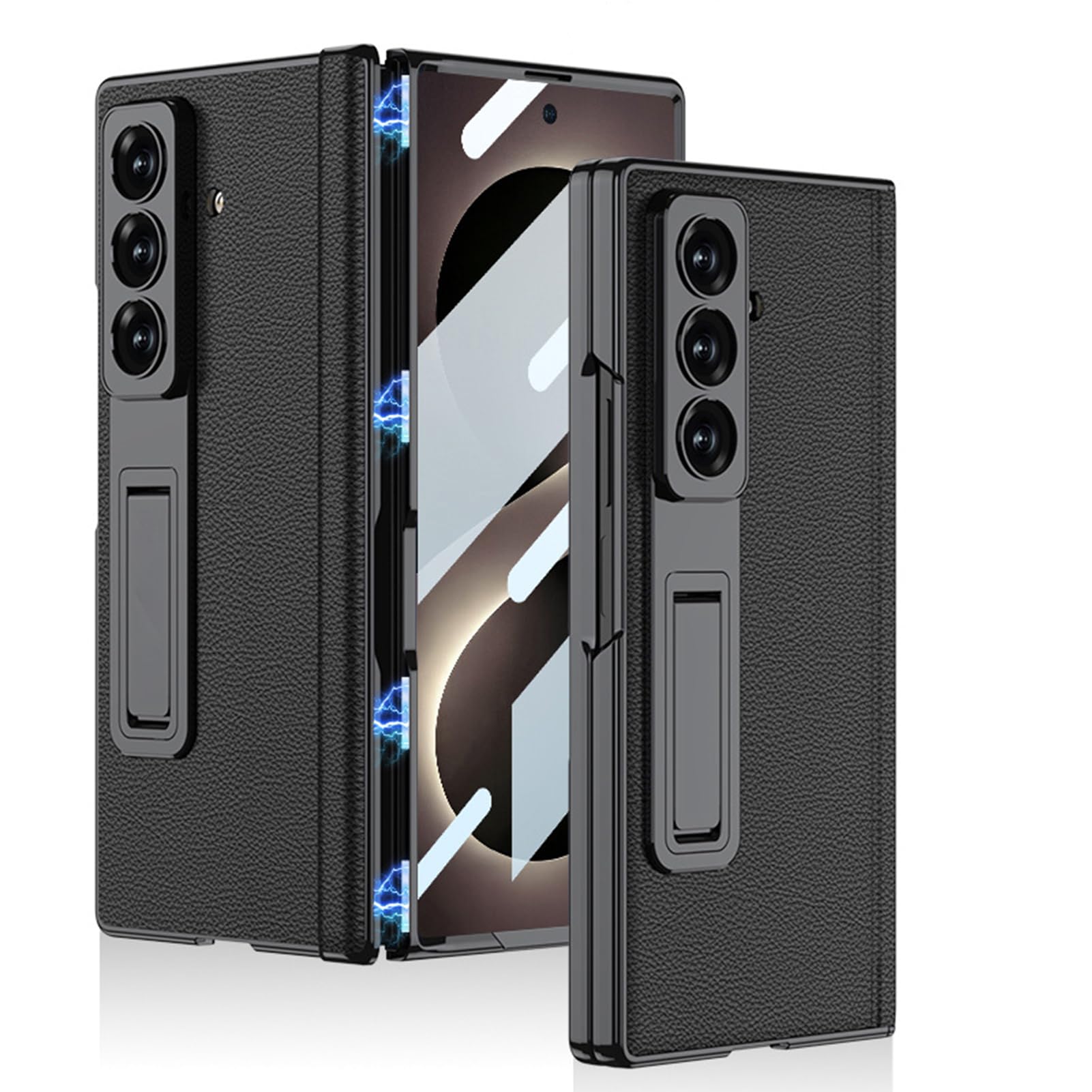 Custodia in pelle compatibile con Samsung Galaxy Z Fold 8 Ultra, pellicola protettiva per schermo sottile, colore nero