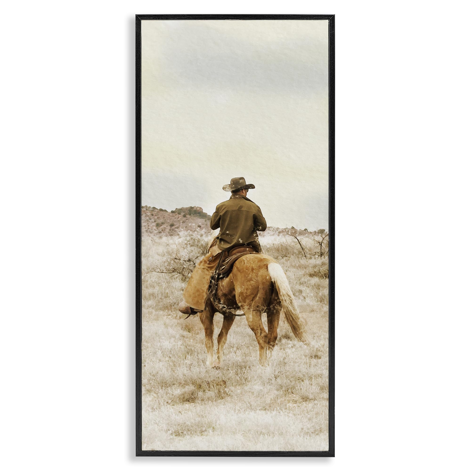 Stupell Industries 'Wild Wrangling Cowboy', Framed Giclee Art, Black, 13 x 30 Inches, Easy to Hang and Sturdy, Made in USA, by Marcus Prime