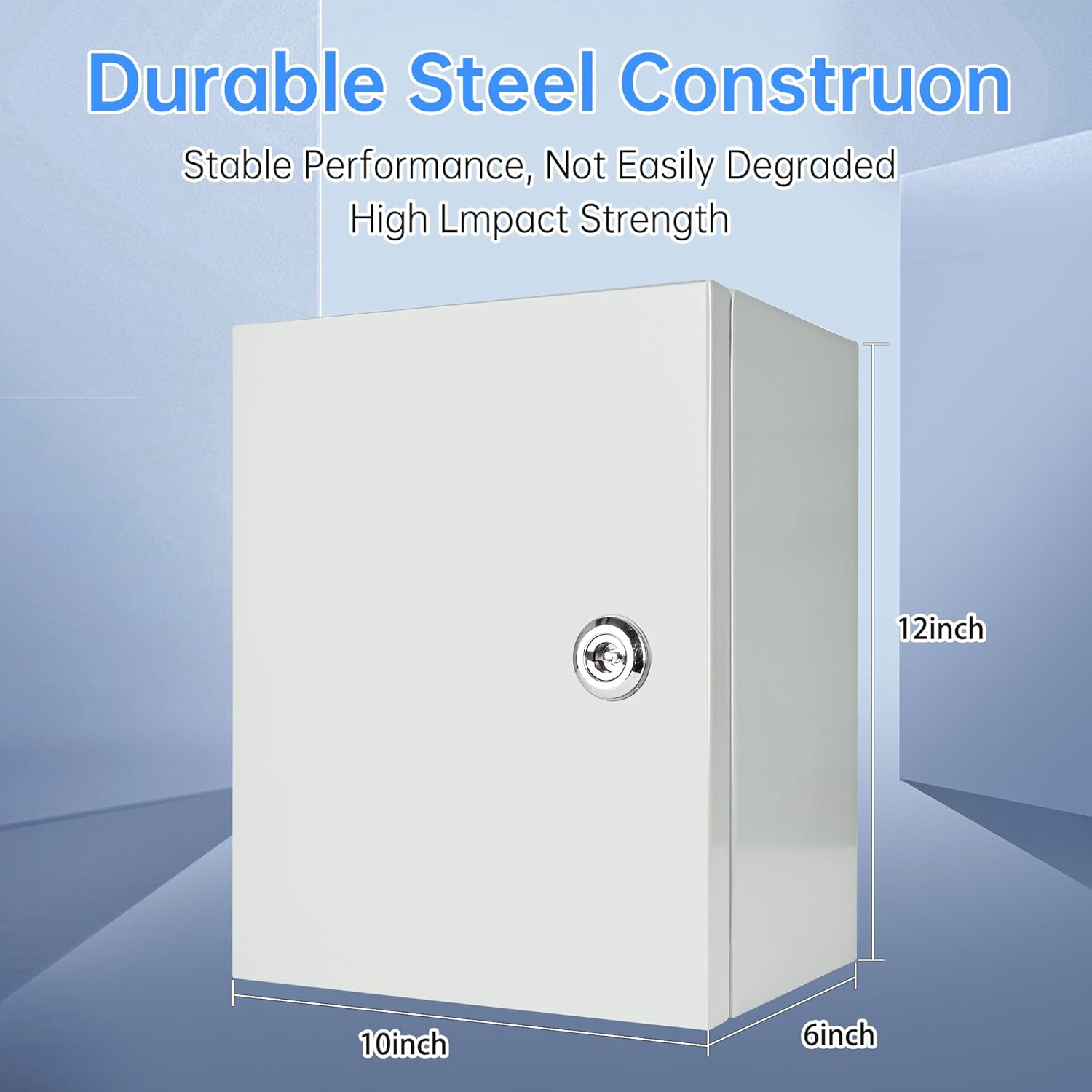 Color Grey Outdoor Electrical Box Waterproof, NEMA 4 Steel Enclosure Box with Mounting Plate, Wall Mounted Lockable Electrical Junction Box for Indoor/Outdoor (12x10x6)