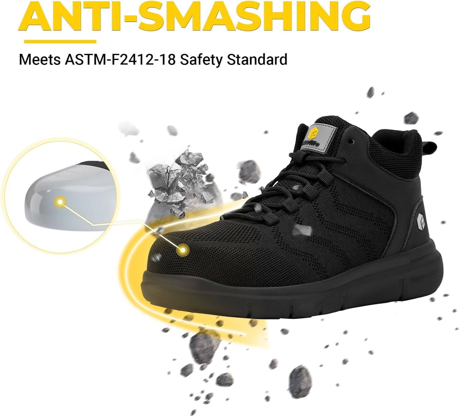 FitVille Extra Wide Work Boots for Men Composite Steel Toe Safety Boots High Top Work Shoes for Men - Image 3