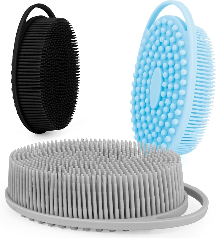Escova de banho e corpo de silicone Bsofing com duas texturas, pacote com 3