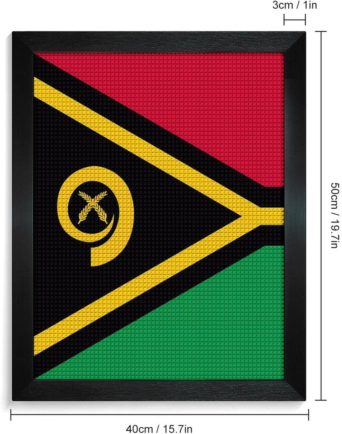 Vanuatu Flag Diamond 5D Painting Kits with Frame DIY Full Round Drill Gem Art Crafts for Home Wall Decor 16 X 20in Blackwood 40 * 50cm