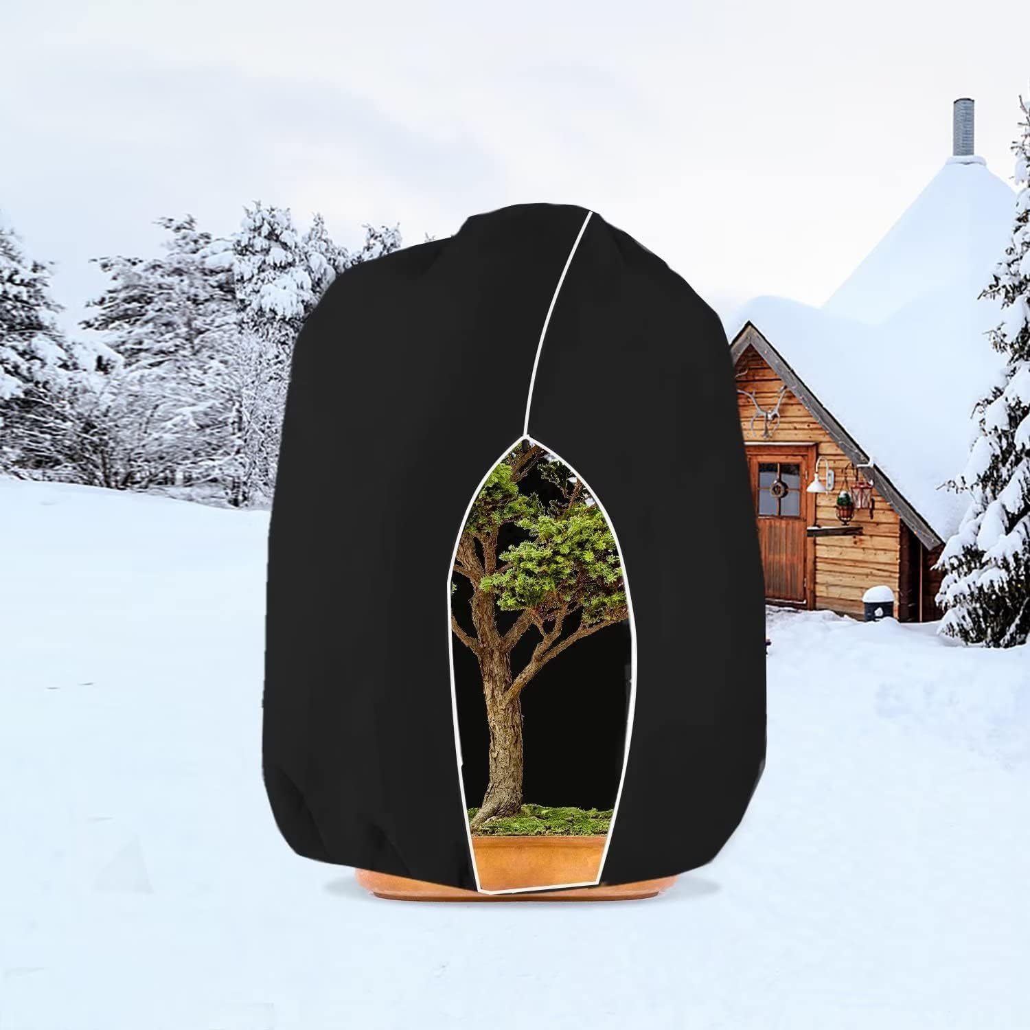 WEALSFUN Winterschutz für Pflanzen,Winterschutz Kübelpflanzensack Schutzhülle für Pflanzen als Baum Palmen Balkonpflanzen haube Zelt Atmungsaktiv - Reißfest,Schwarz 200x240cm
