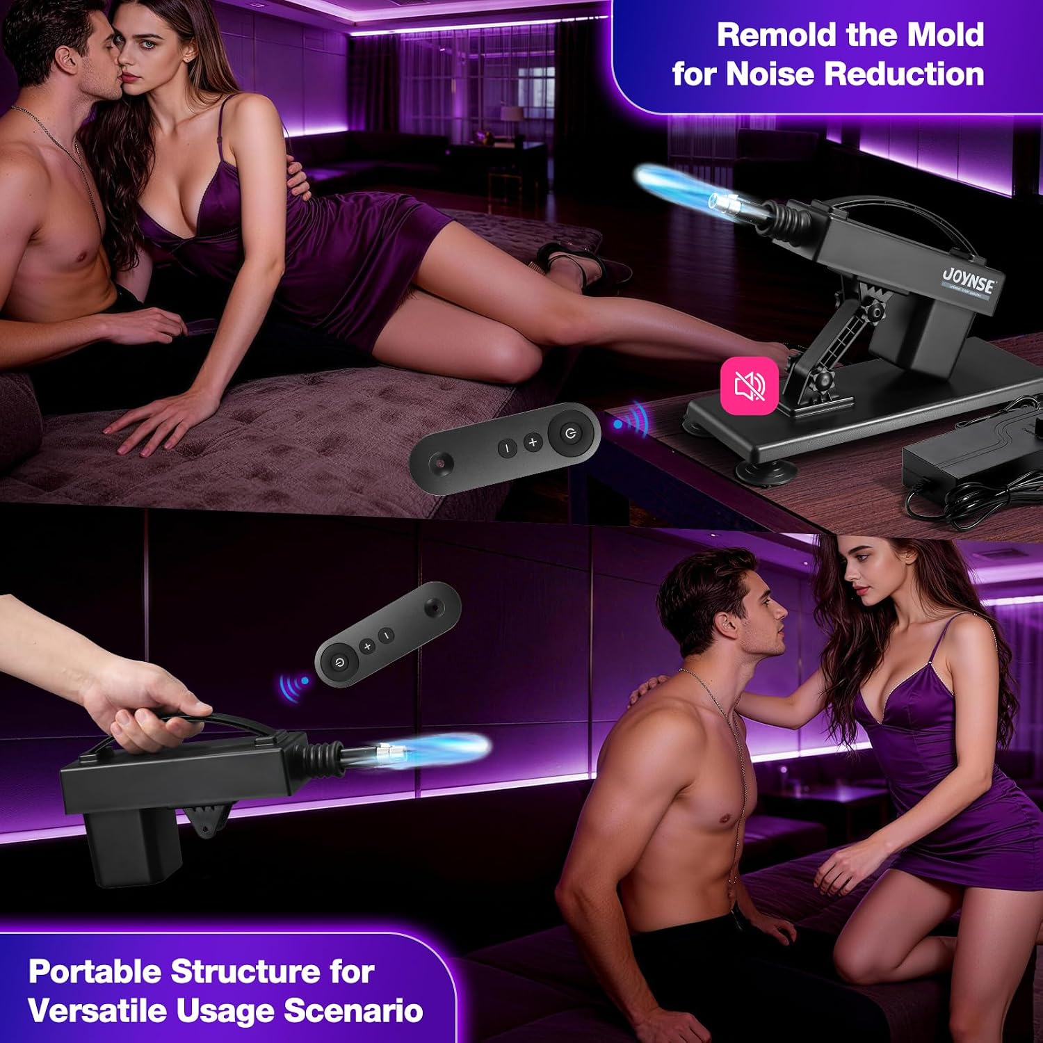 Remote Automatic Sex Machine with 3 Attachments for Men Women | Remote Control, Strong Power, Quiet, Thrusting Dildo Machine, Suction Cup Adapter, 3 Attachments, 3XLR Connector