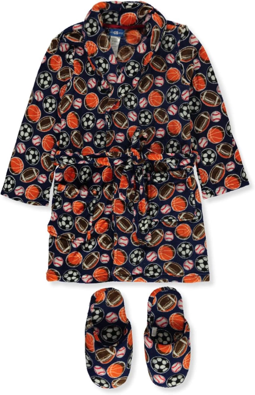 Only Boys Boys' 2-Piece Sports Bathrobe With Slippers Set: Clothing, Shoes & Jewelry