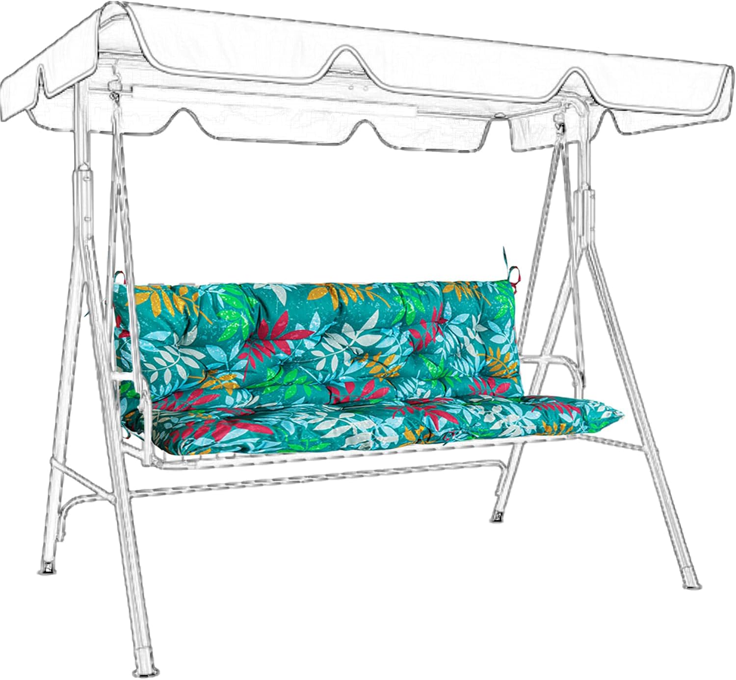 Swing Cushions 3 Seater Replacement, Swing Replacement Cushions Waterproof Porch Swing Cushions 2-3 Seater Outdoor Swing Cushions for Outdoor Furniture (40 * 60 in, Green Flower)…