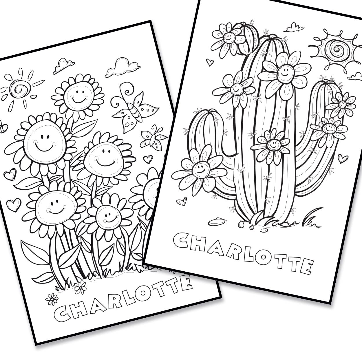 Paper Themes Personalised Colouring Posters, Posters to colouring in for Children, Doodle Colouring (Happy Flowers)