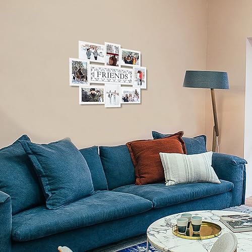 Vista 22 de J.M.Deco Marcos de fotos de collage de 8 aperturas para decoración de pared, marco de fotos de 4 x 6 pulgadas con decoración de árbol, marco