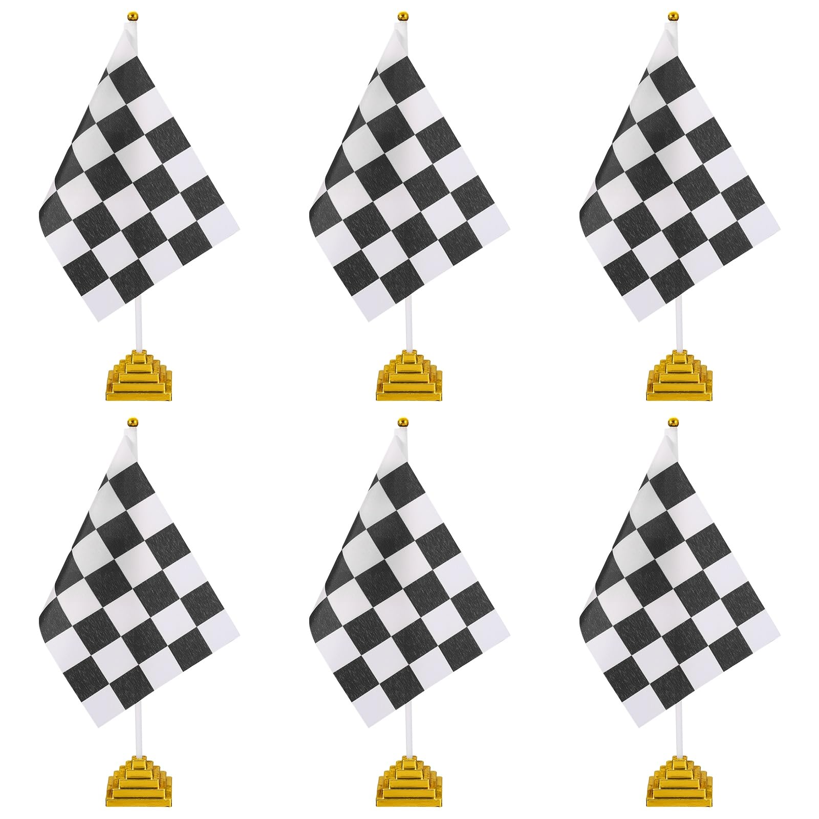 Drapeau de table à damier PATIKIL avec socle doré premium pour bureau et réception
