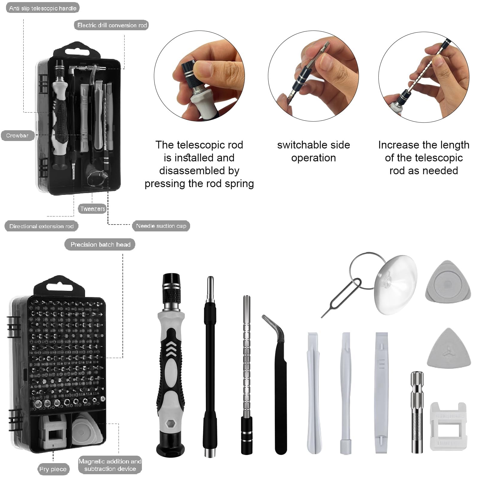 Zestaw akcesoriów do drukarki 3D 212 szt., zestaw narzędzi Bring Toolbox zawiera narzędzie do usuwania zadziorów, nadaje się do demontażu druku 3D, czyszczenia i precyzyjnej obróbki, skrzynki