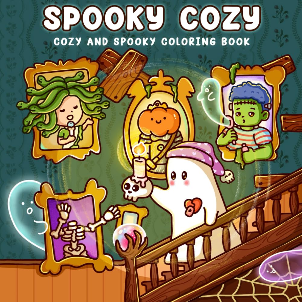 Cozy Spooky: Cute Friends in Whimsical Moments Coloring Book for Teens and Adults with Adorable Designs for Relaxation