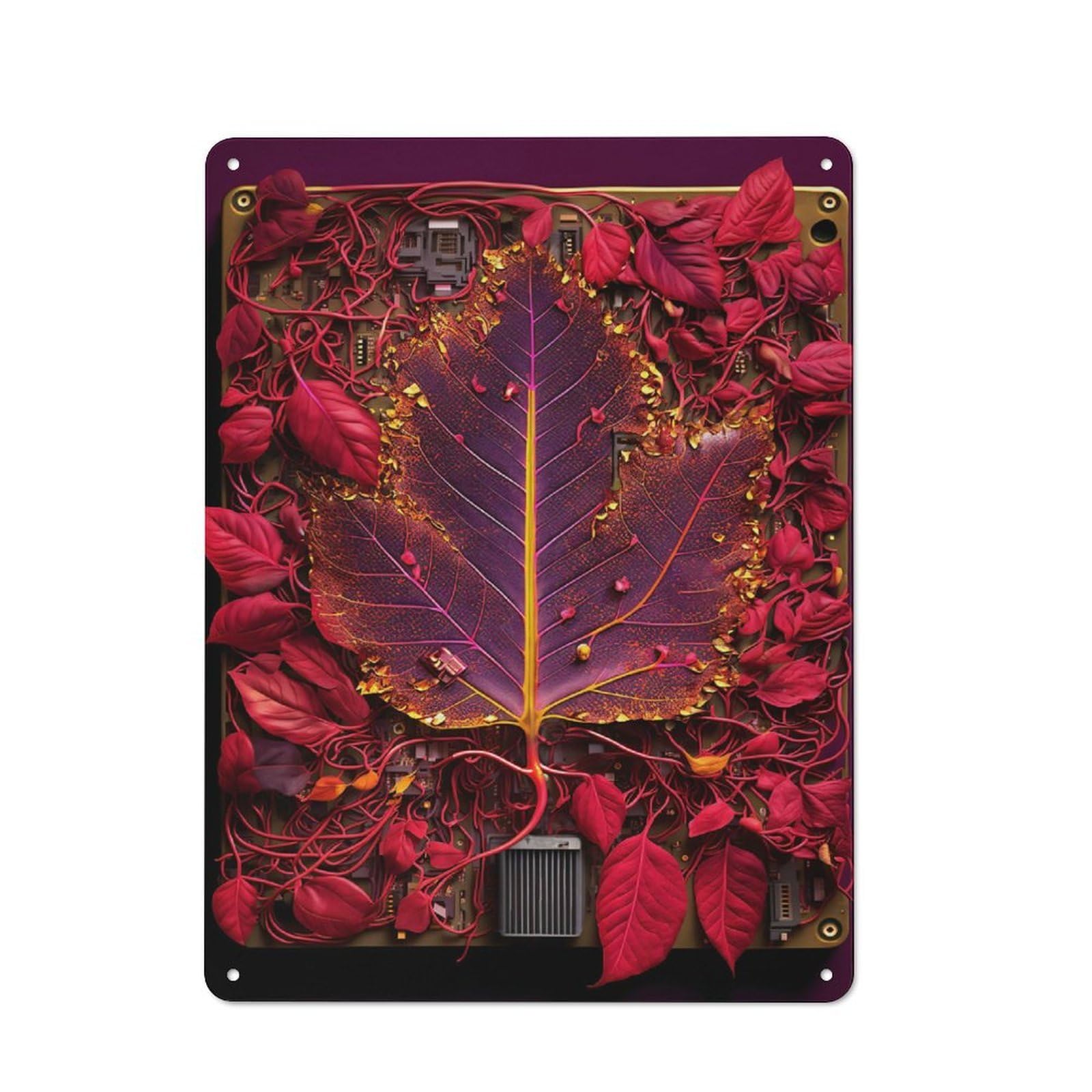 Junmoney Style Leaf Technology Retro- Tin Wall Plaque 40X30cm For Café Or Home Bar, For Themed Interiors In Cafés And Home Bars