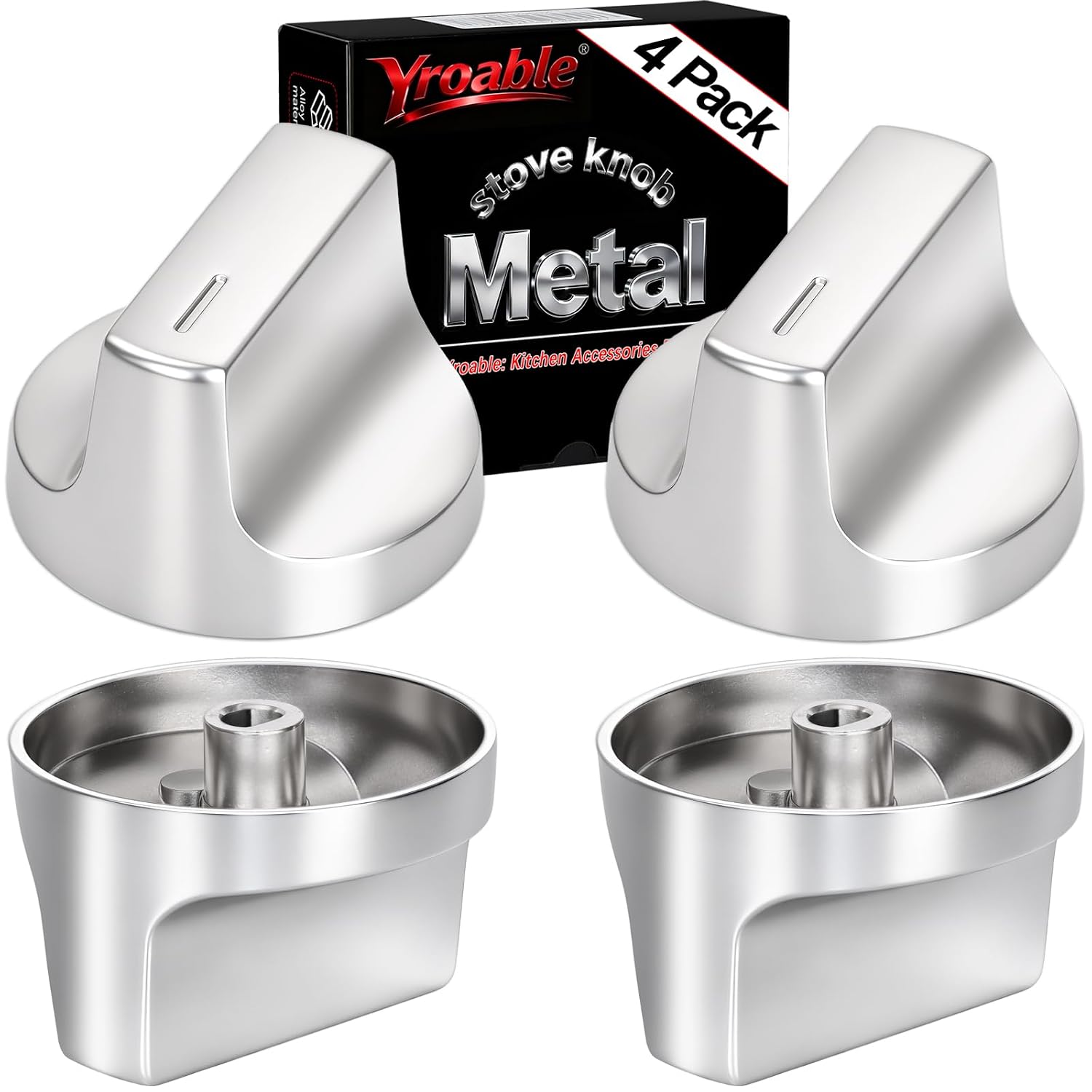 Upgraded W11517331 Stove Metal Knob Fit for Whirlpool Electric Range Oven Knobs Replacements W10850027, W11117415, W11458840. Compatible WFE745H0FH0,WFE745H0FS0,WFE770H0FZ0,YWEE515S0LS0
