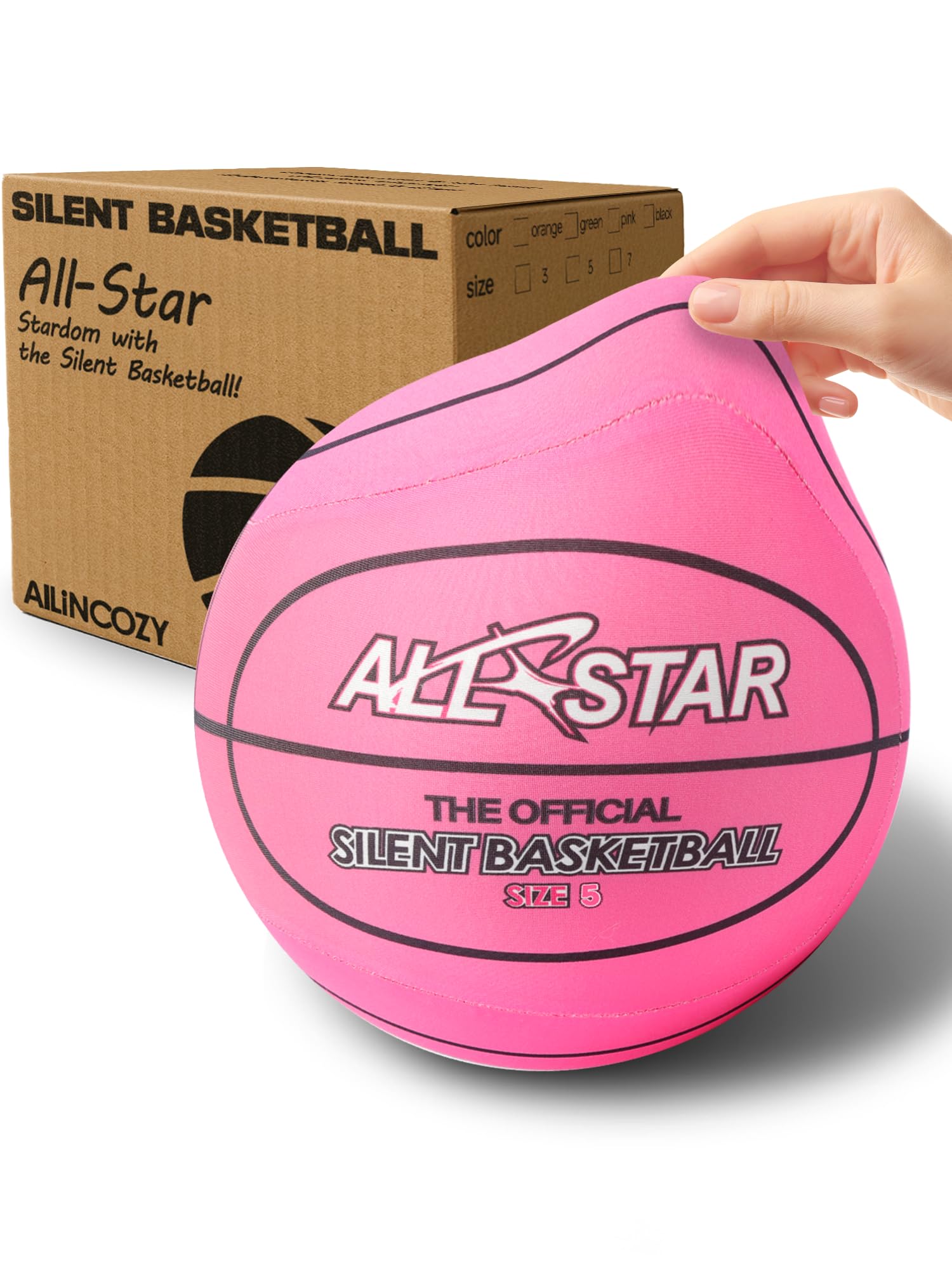 ALLINCOZY Covered Silent Basketball, Fabric Cover Soft Foam Airless Basketball, High Boun…