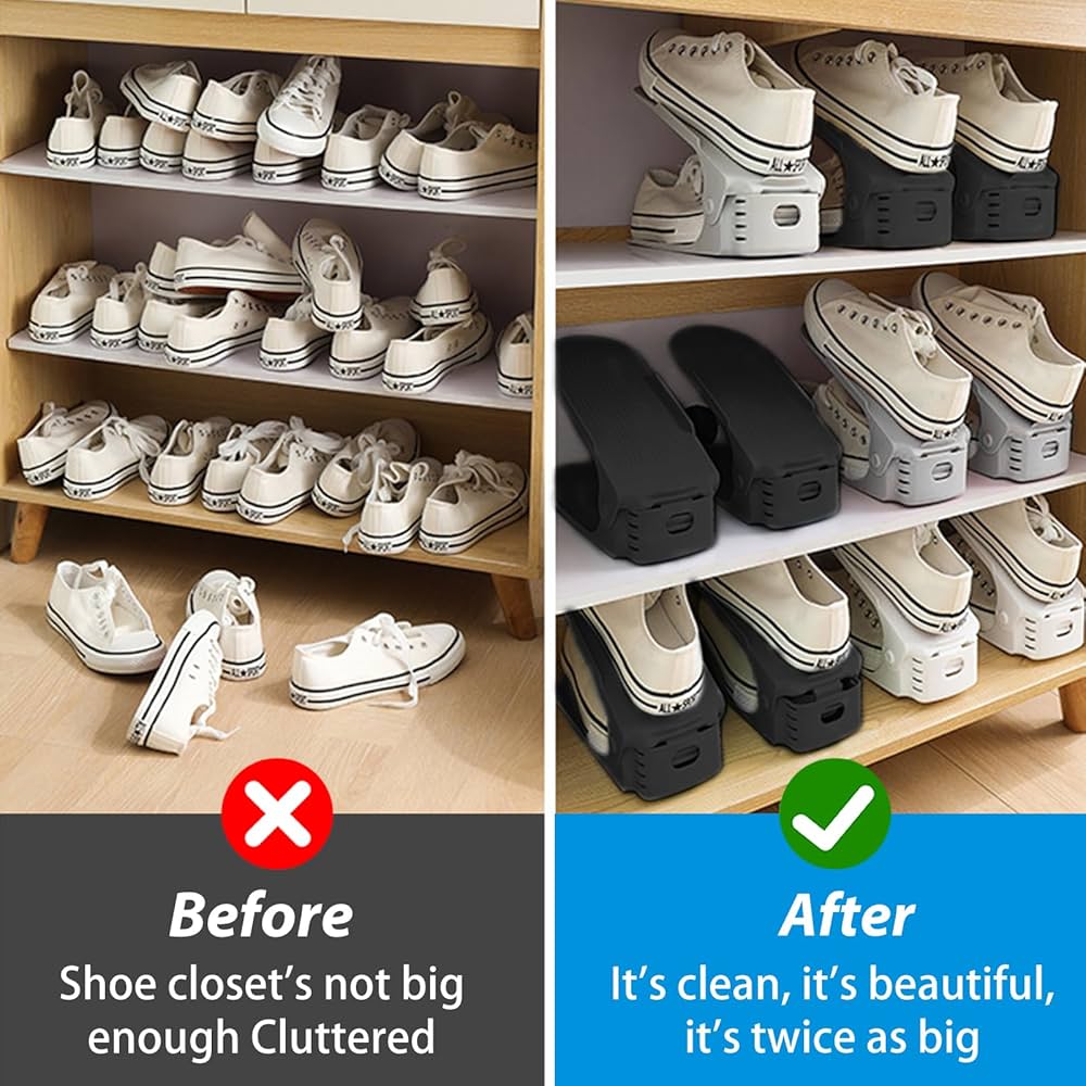 Portascarpe Regolabili Salvaspazio - 10 Pezzi In PP, Altezza 9-16 Cm, Antiscivolo, Per Casa E Negozi - Foto 9