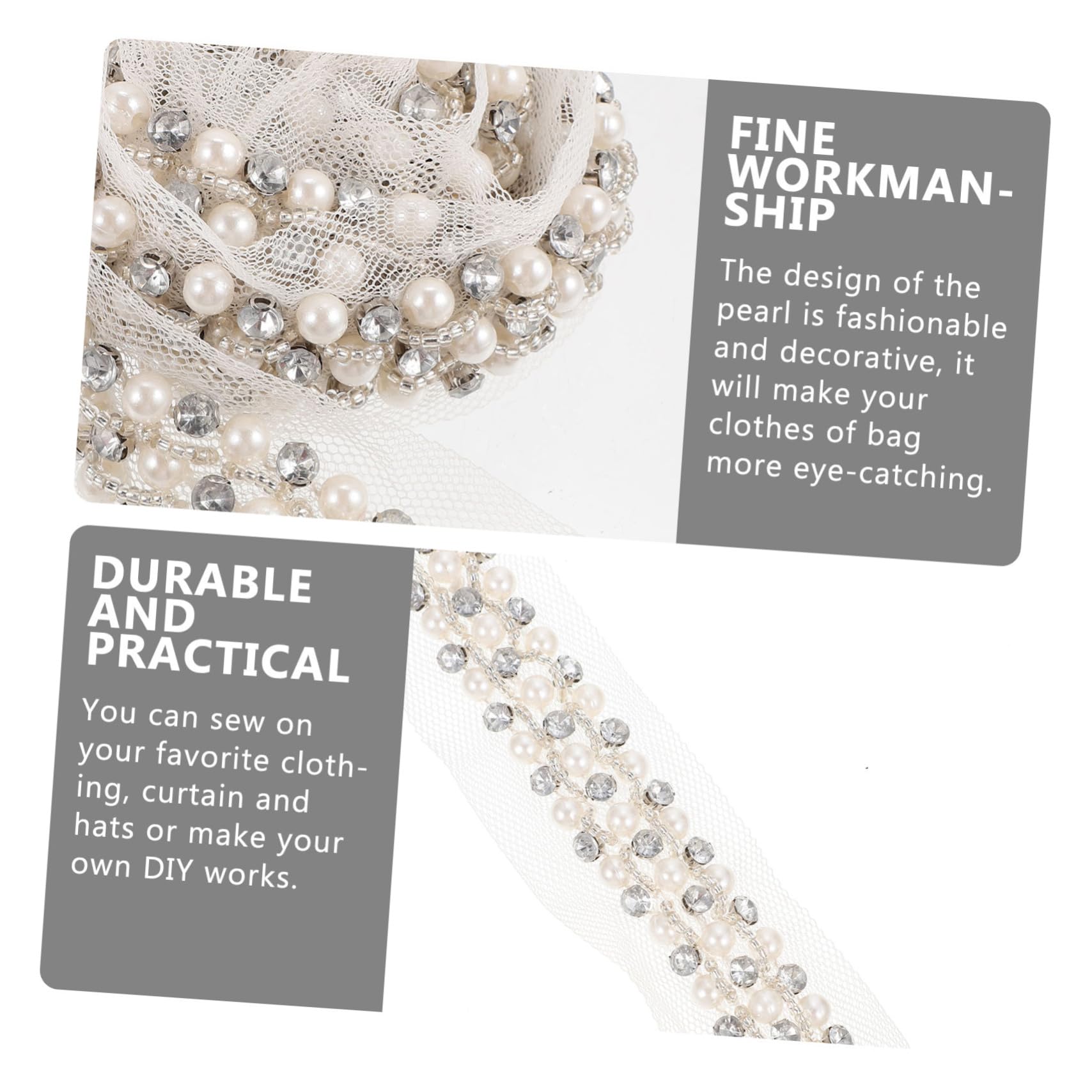 Operitacx 4stücke Dekoratives Perlenband Mit Spitzenbesatz Multifunktionales Elegantes Design Für Diy-projekte Bastelarbeiten Hochzeiten Und Kreative Bekleidungsdekorationen Für