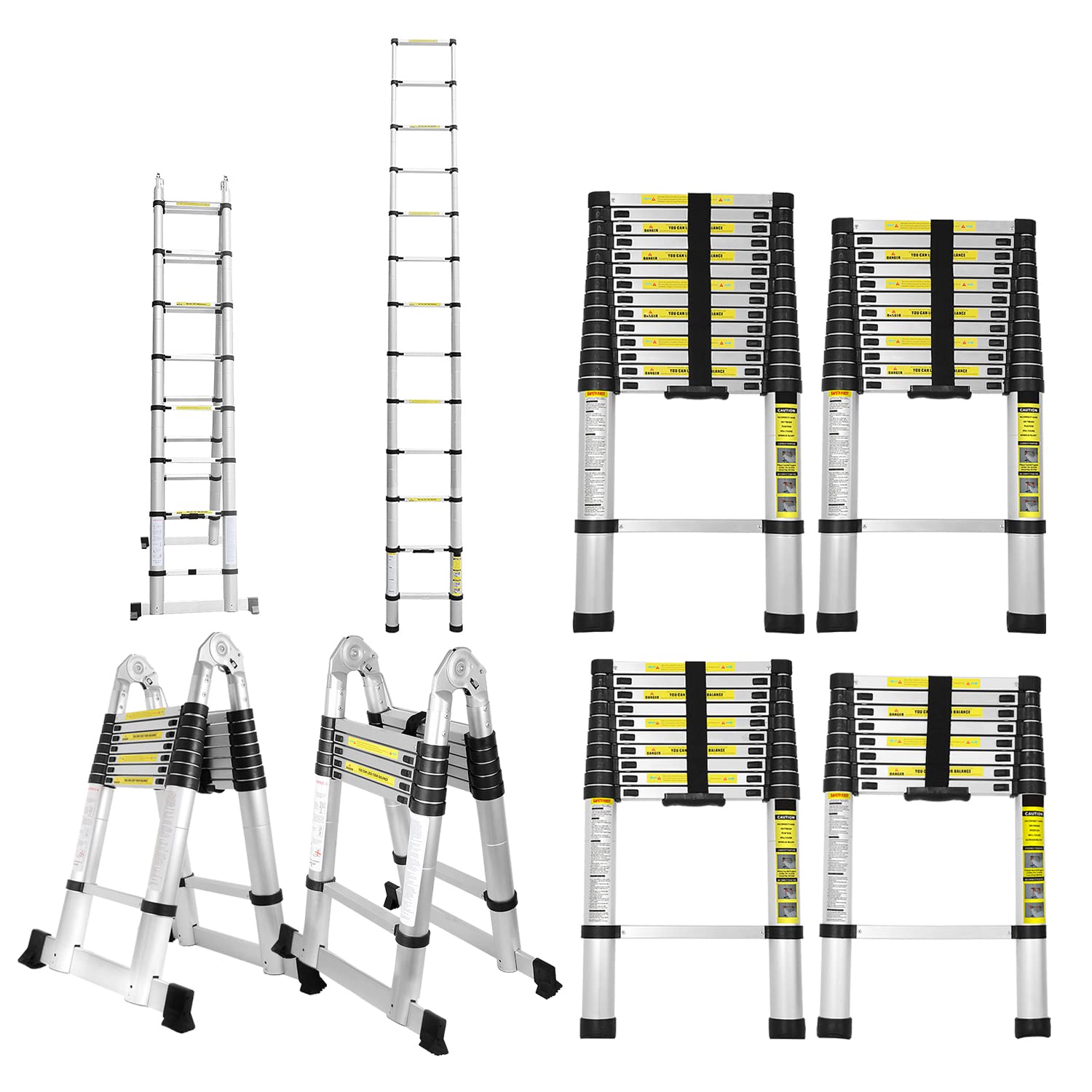 2.6M Teleskopleiter Klappleiter Aluminium, Flexibel Rutschfester Mehrzweckleiter, Teleskop Ausziehleiter Leiter, Multifunktionsleiter Trittleiter, Max Belastung 150 kg
