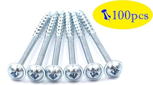 Miniatura 3 de FGen 100 piezas cuadradas Groove Head Wash Wood tornillo grueso dientes con cabeza de arandela #8-2-12 pulgadas