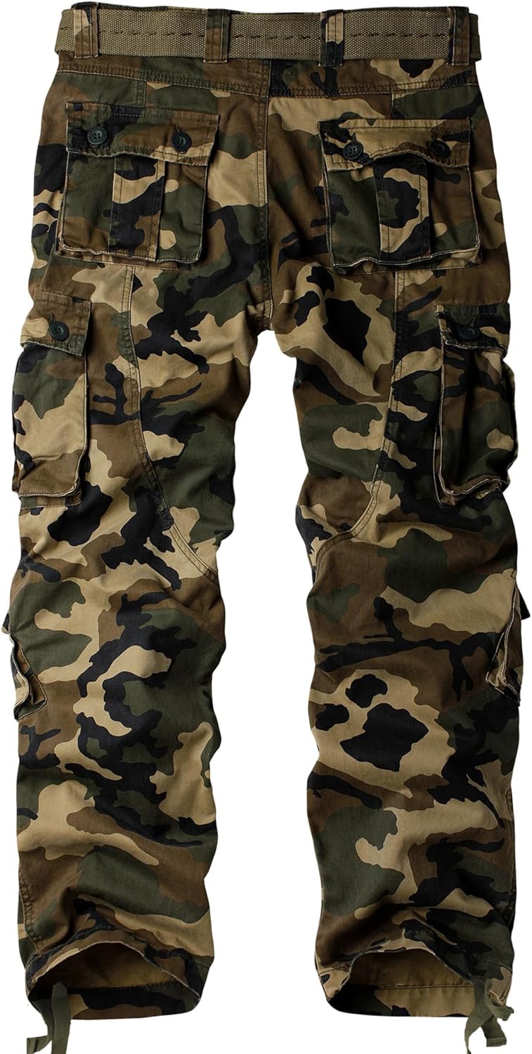 AKARMY Men's Camo Cargo Work Pants Cotton Military Army Casual Tactical Wild Combat Pants with 8 Pockets - Image 2