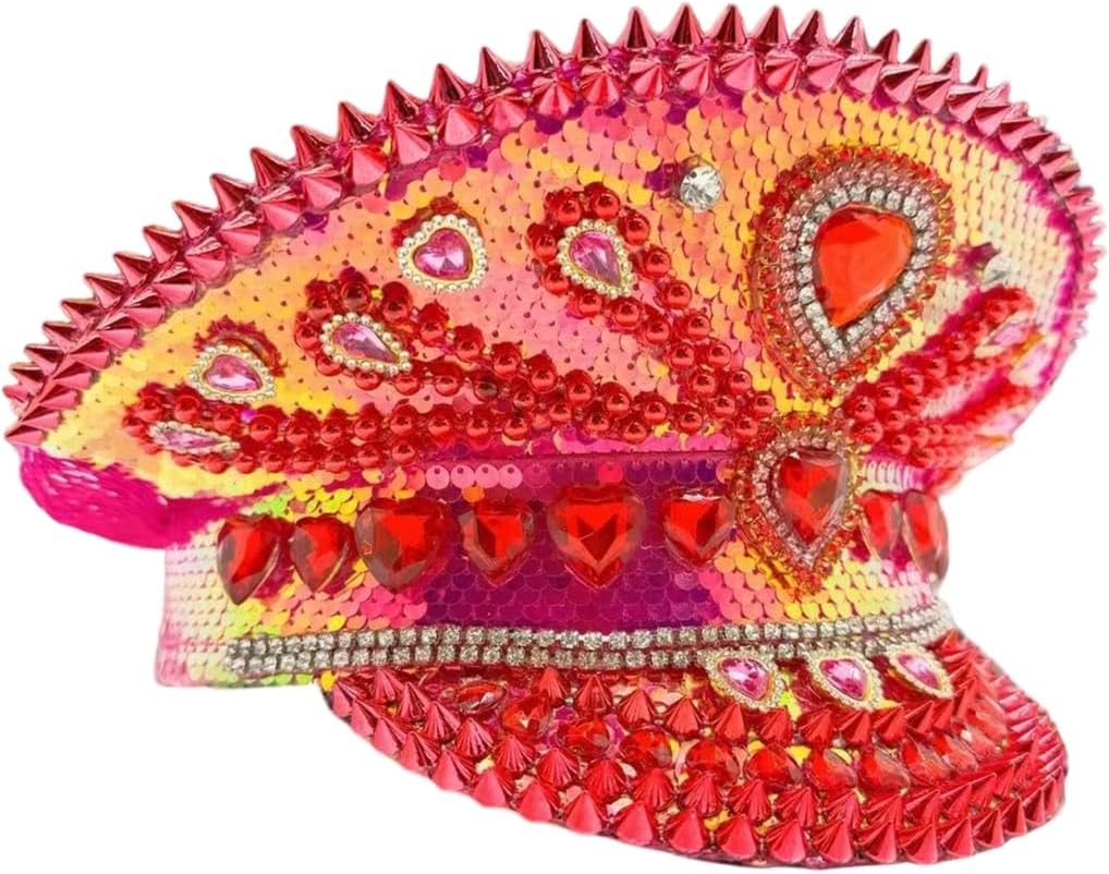 Stylish Heart Rhinestones Embellished Bucket Hat for Elegant Occasion Comfortable Polyester Fabric Ideal for Wear