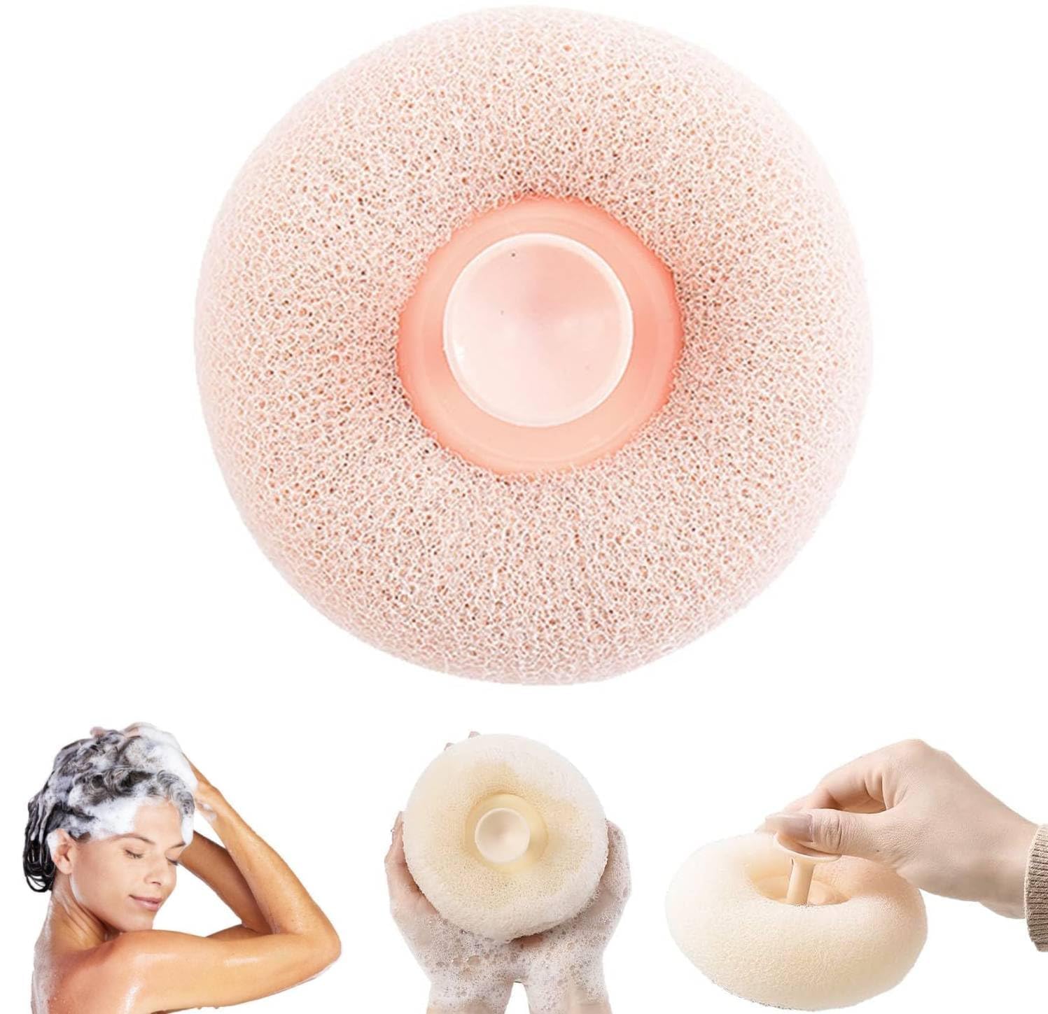 Round Loofah Scrubbing Brush for Bathing and Exfoliation, Soft Body Cleaning Sponge with Handle, Multi-Color Shower Scrubber for Men and Women, 1 Piece-image-16