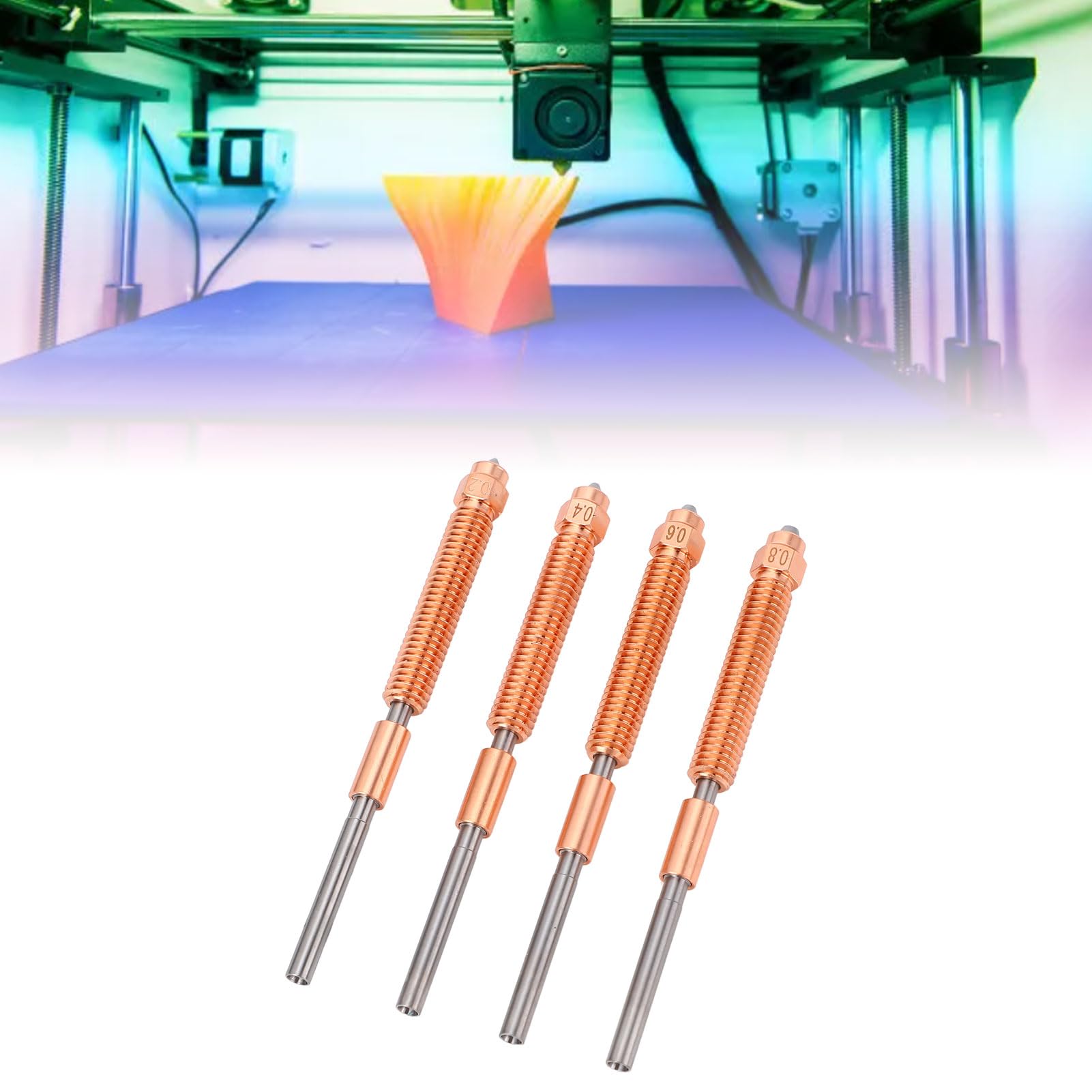 Kit de Boquilla de Acero Endurecido, Boquilla de Impresora 3D Bimetal de la Boquilla de Desconexión Rápida Tubería de Extremo Caliente 0.2 0.4 0.6 0.8 Mm para K2 Más