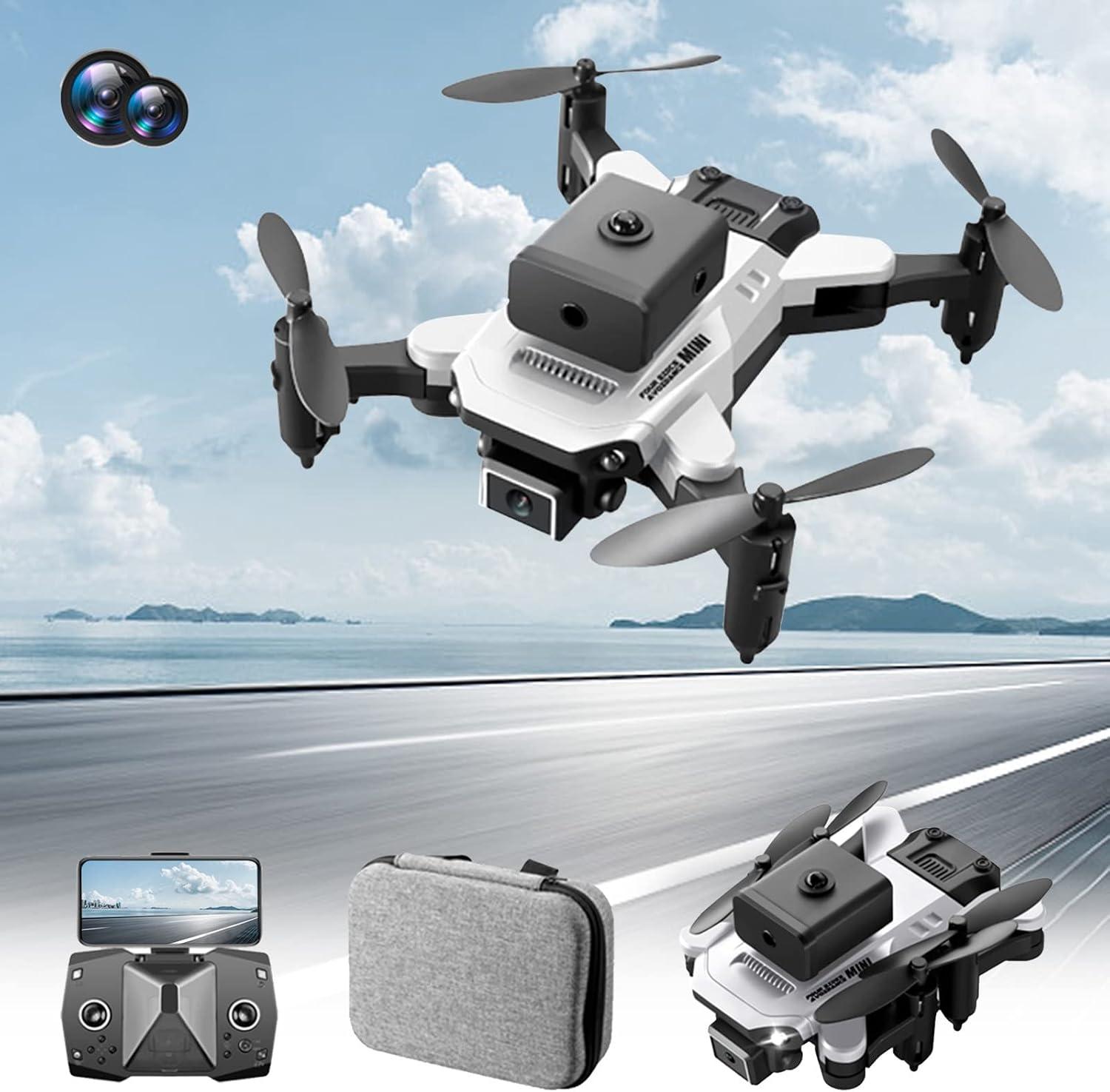 Bzdzmqm Mini dron para niños y adultos dron con cámara HD dual de 1080p ...