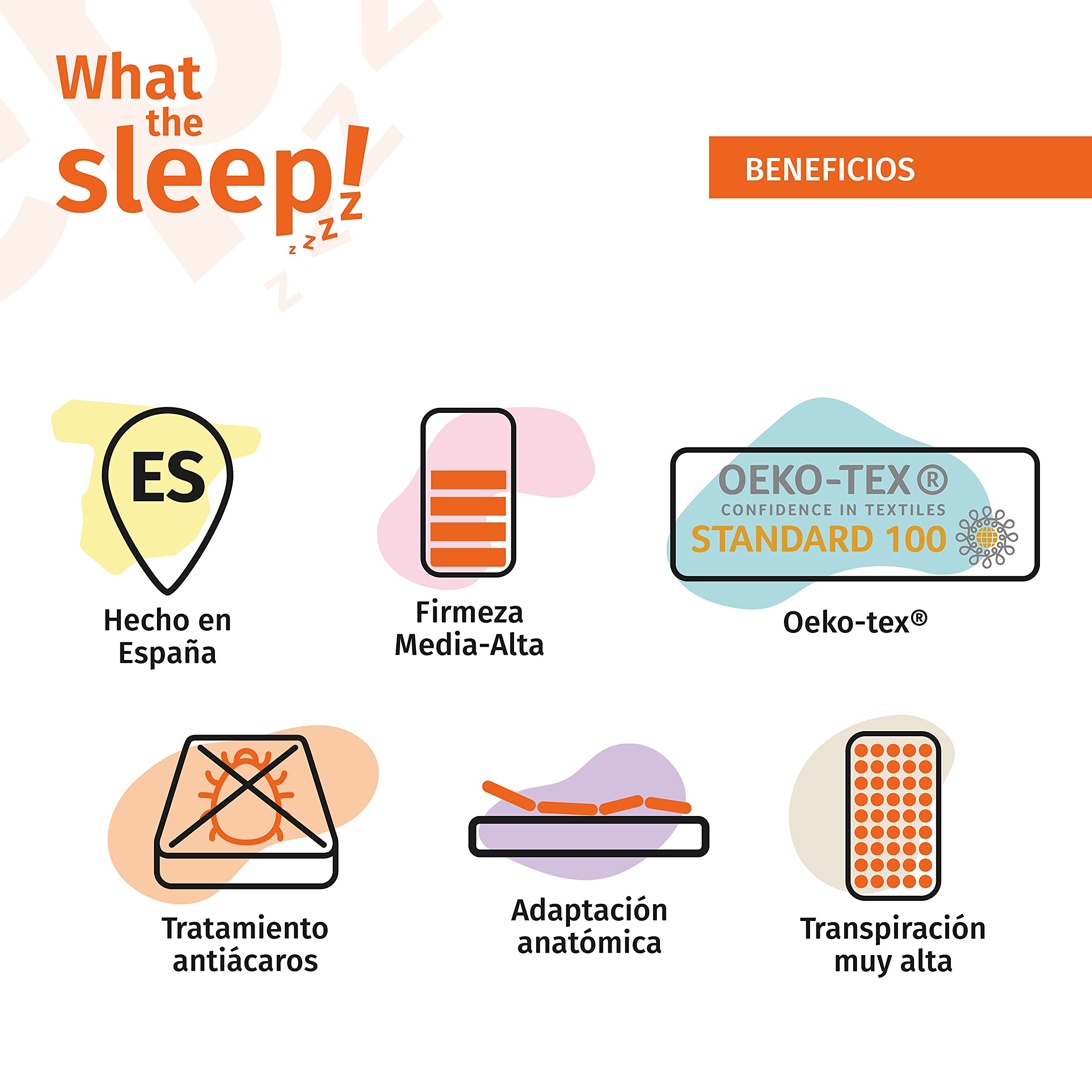 What The Sleep | Colchón Sostenible Premium Híbrido Muelles Ensacados-Visco 24cm y Canapé Abatible Natural | Entrega, Montaje en Domicilio y Retirada Usado Incluida | 90x190 | Pack Descanso Funk