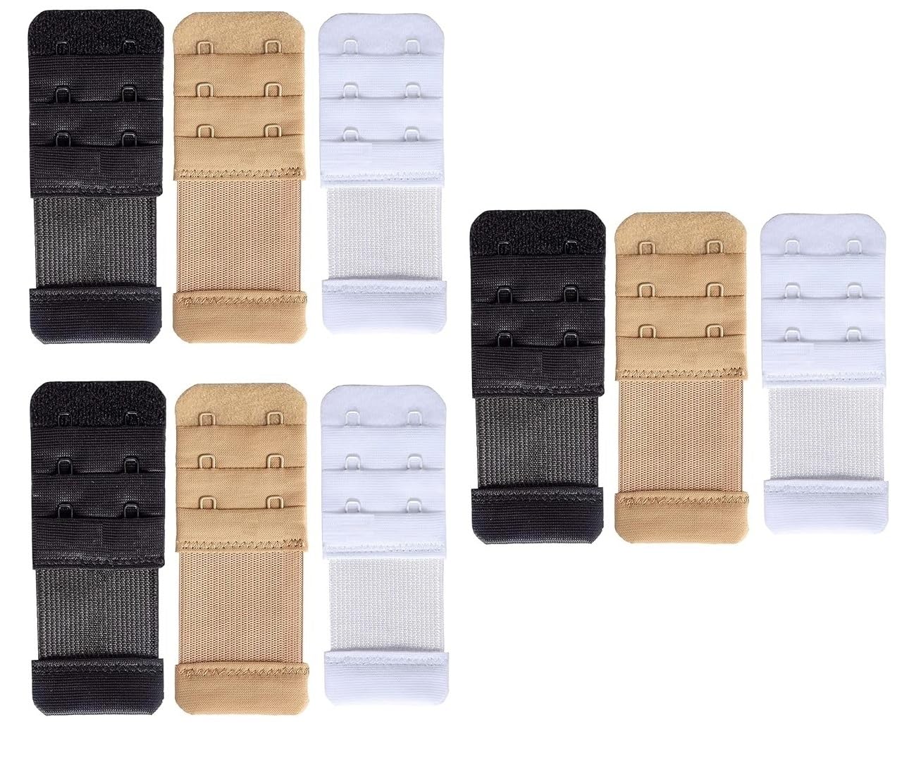 Bra Extender 2 Hook Stretchy Soft and Comfortable Bra Strap Extender for Women & Girls in Pregnency or Weight gain (Combo of Black, Skin & White Color) 9 Pieces-image-47