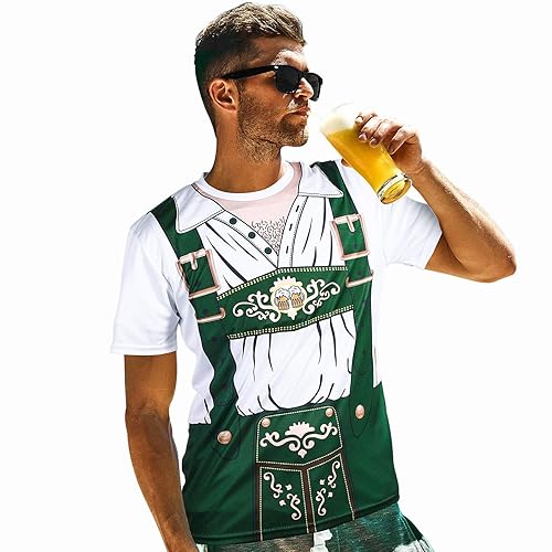 Blulu Oktoberfest Men 3D Short Sleeve T-Shirt for Bavarian Beer