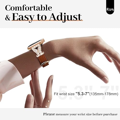 Miniatura 7 de JR.DM Correas de reloj de cuero para mujer, compatibles con Apple Watch Band de 1.496 pulgadas, 1.575 pulgadas, 1.614 pulgadas, conector de mariposa