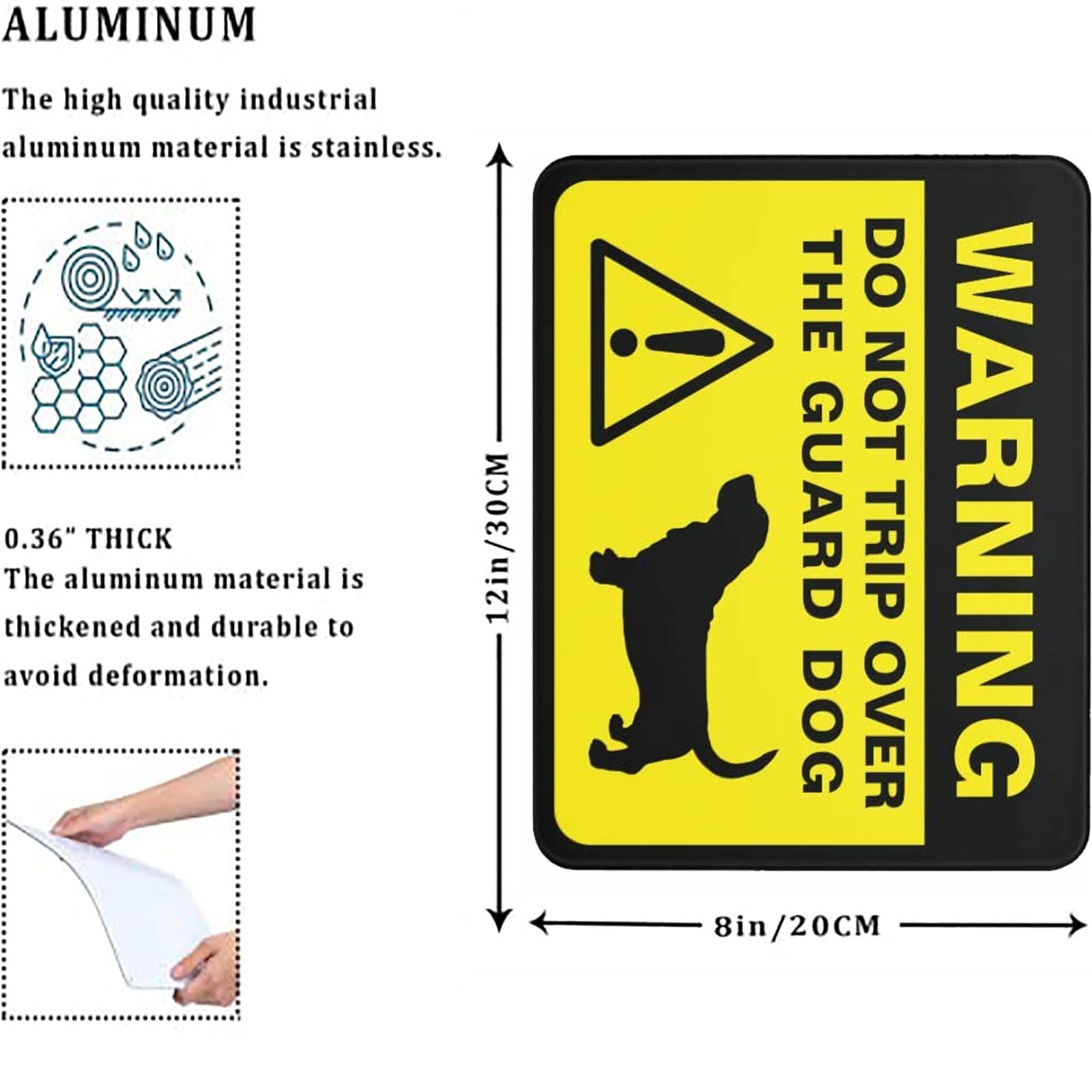 Aluminum Metal Warning Sign Basset Hound Silhouette Funny Guard Dog Indoor & Outdoor Signs for Home, Office