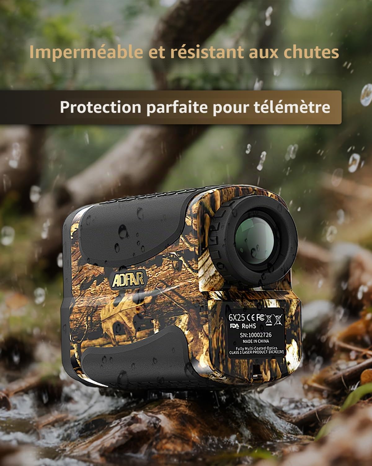 AOFAR HX-700N Télémètre Laser pour Golf et Chasse, Portée 700 Yards, Grossissement 6X, Mesure de Distance et Vitesse, Précision ±1m, Étui et Batterie Inclus
