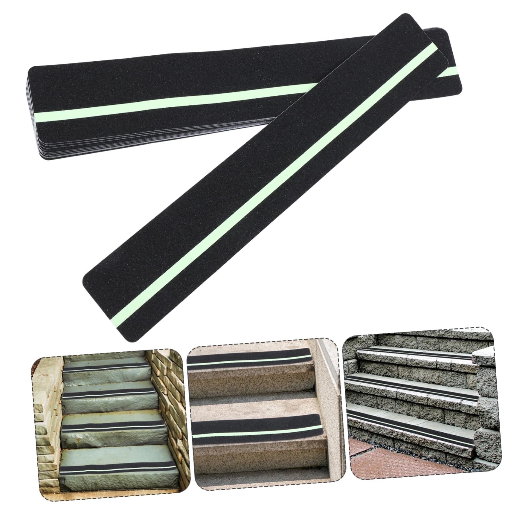 Ciieeo 12piezas Peldaños De Escalera Antideslizantes De Madera Cinta Antideslizante De Noche Para Escaleras Interiores Exteriores y Terrazas