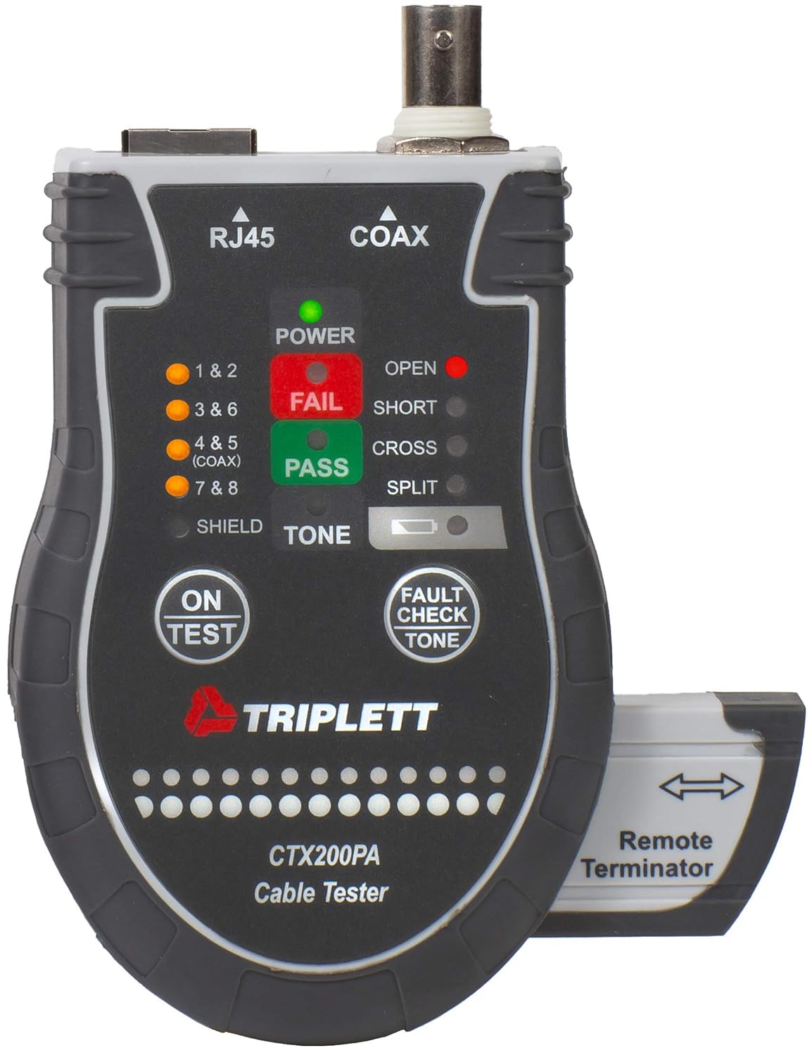 Triplett CTX200PA Network Cable RJ45/Coax Tester with Inductive Probe - Performs Complete TIA568 Test