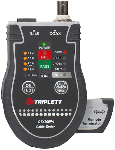 Vista 15 de Triplett CTX200 Pocket CAT LAN Tester para cables RJ45, CAT 5/6 y coaxiales con resultados de paso instantáneo/falla