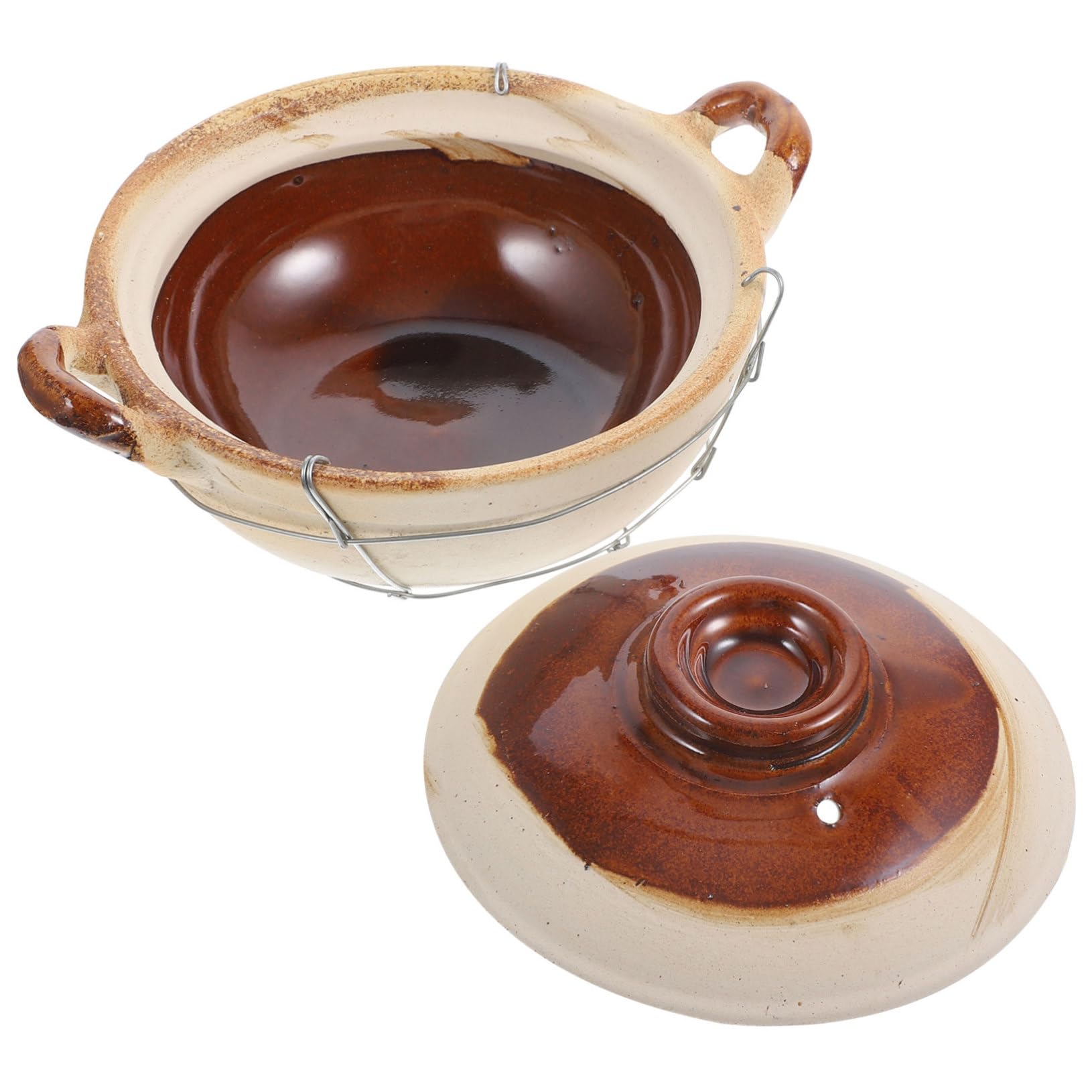 Casserole à soupe en argile authentique de poterie avec poignée ergonomique