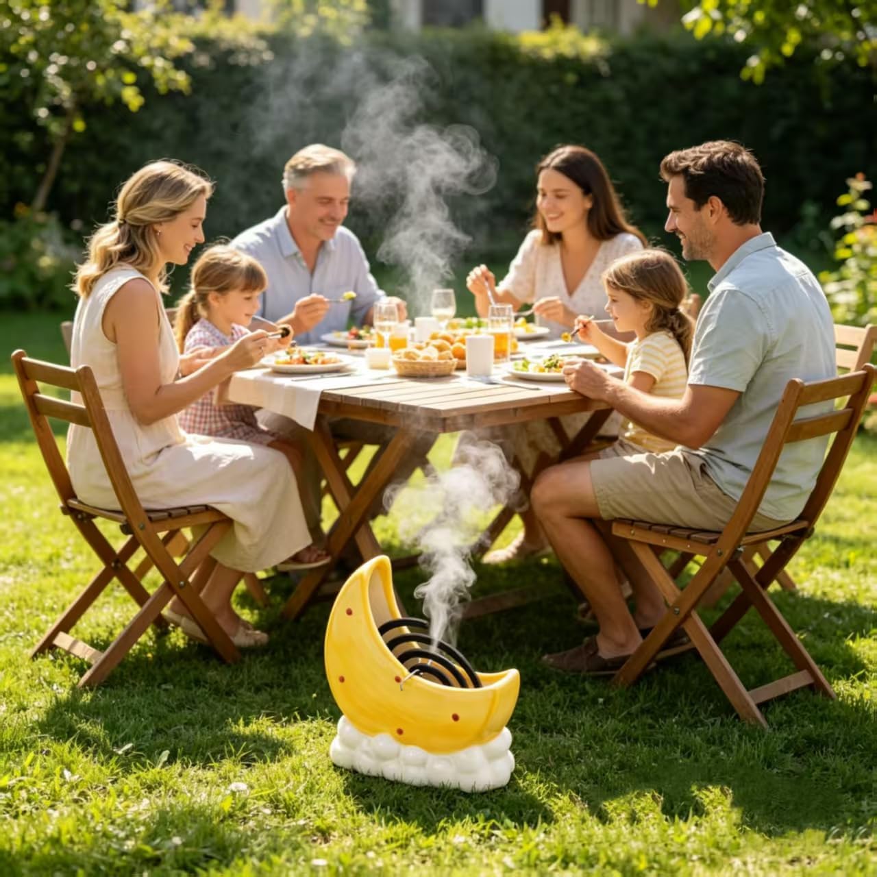 Ceramic Mosquito Coil Holder with Anti-Scald Design, Moon-Shaped Style, for Indoor and Outdoor Use, Home and Camping (Blue) image 4
