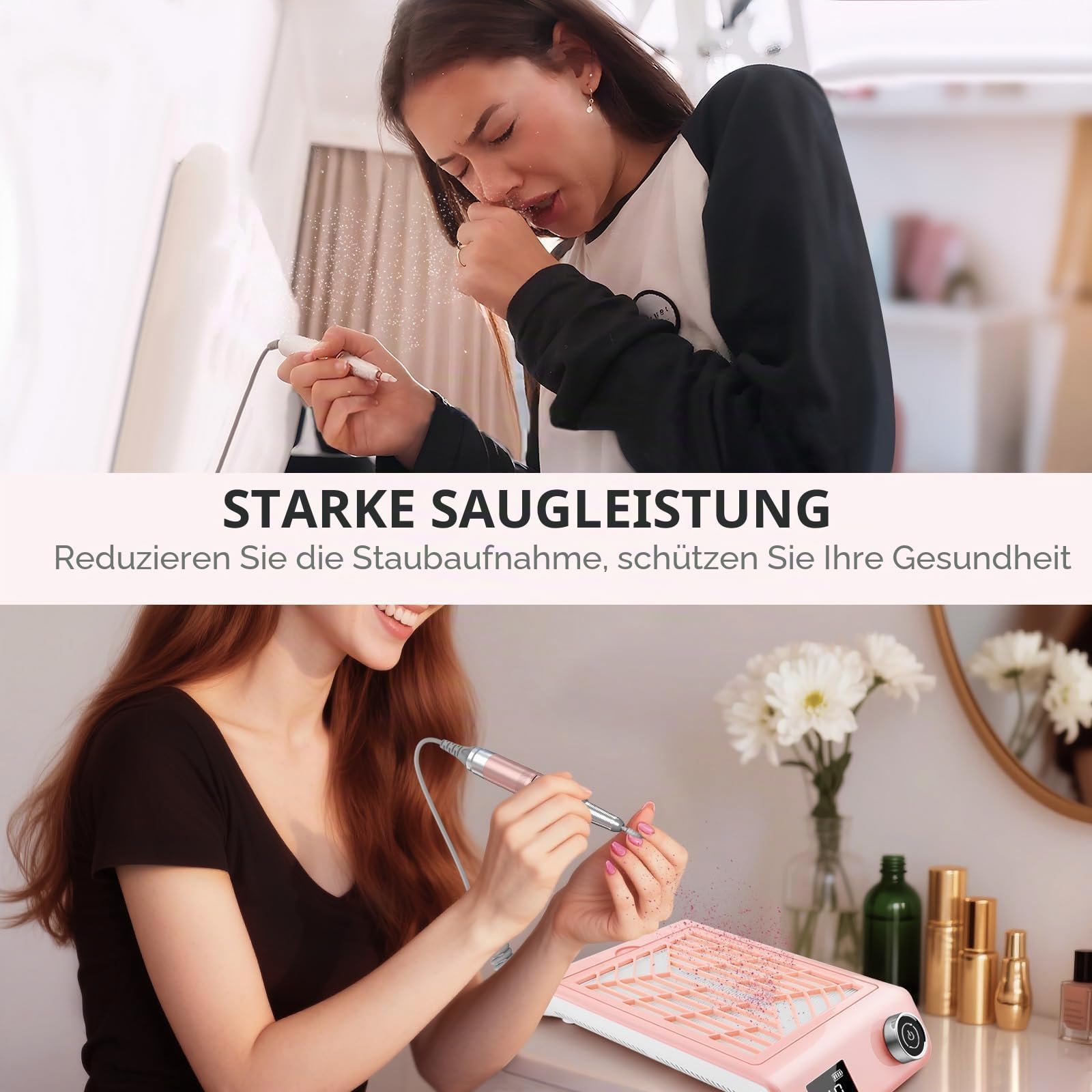 Kredioo Nagelstaubsauger mit AKKU Leistungsstarker Staubabsaugung Staubsauger für Nägel Professionelle Elektrischer Staubsauger mit wiederverwendbarem Filter für Salon Zuhause