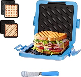 Microwave Grilled Cheese & Breakfast Maker - Fast Cook Waffle, Panini & Sandwich Press (<5 Min), Microwave Cookware, Dishwasher Safe,Easy Clean,2-in-1 Set (Blue, 2 in 1)
