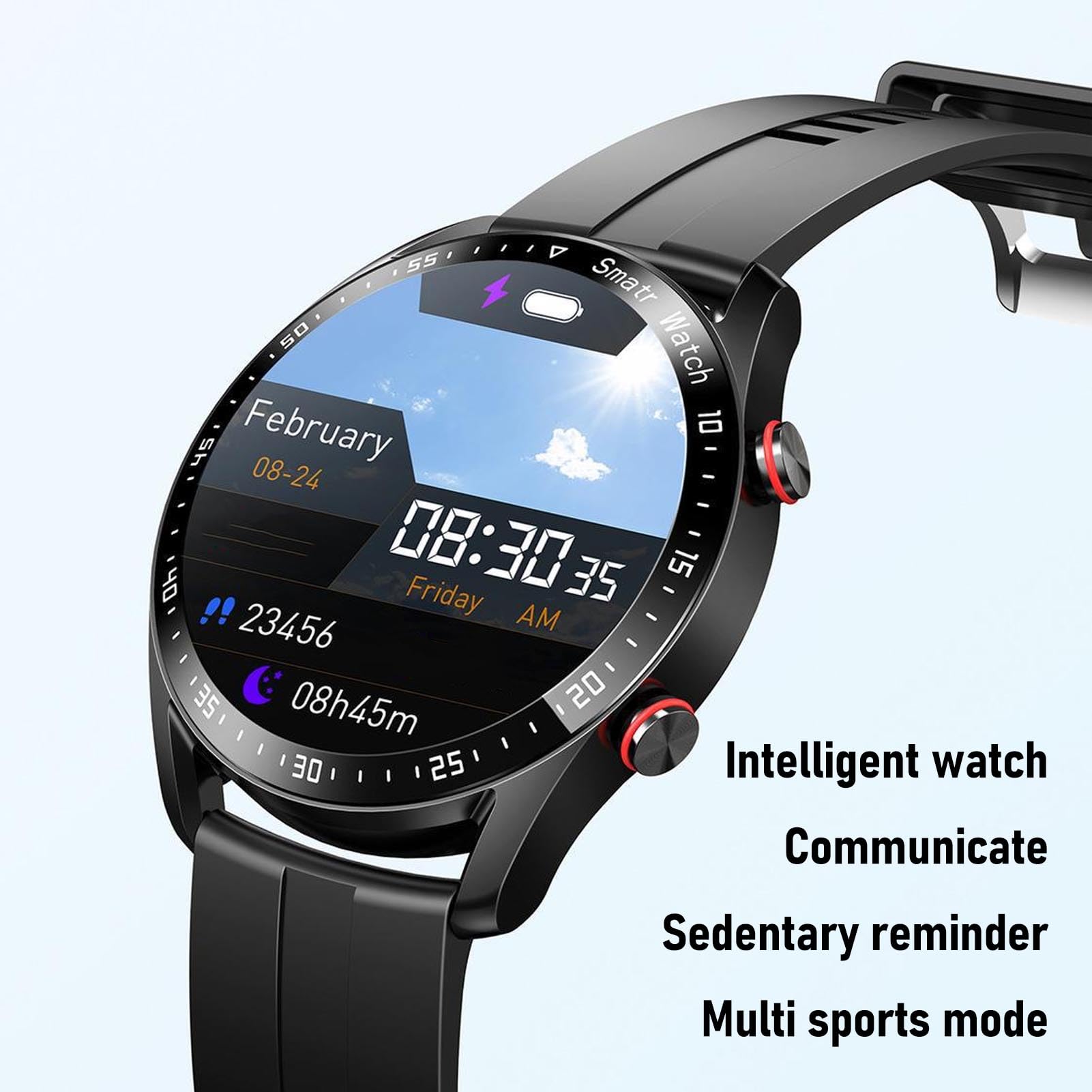 ASHATA Inteligentny Zegarek, Business Watch Professional Watch z 1.5 Cali Pełny Ekran Dotykowy 4 Twarze Zegarków BT Call Powiadomienia Fitness Tracker dla Mężczyzn Kobiety