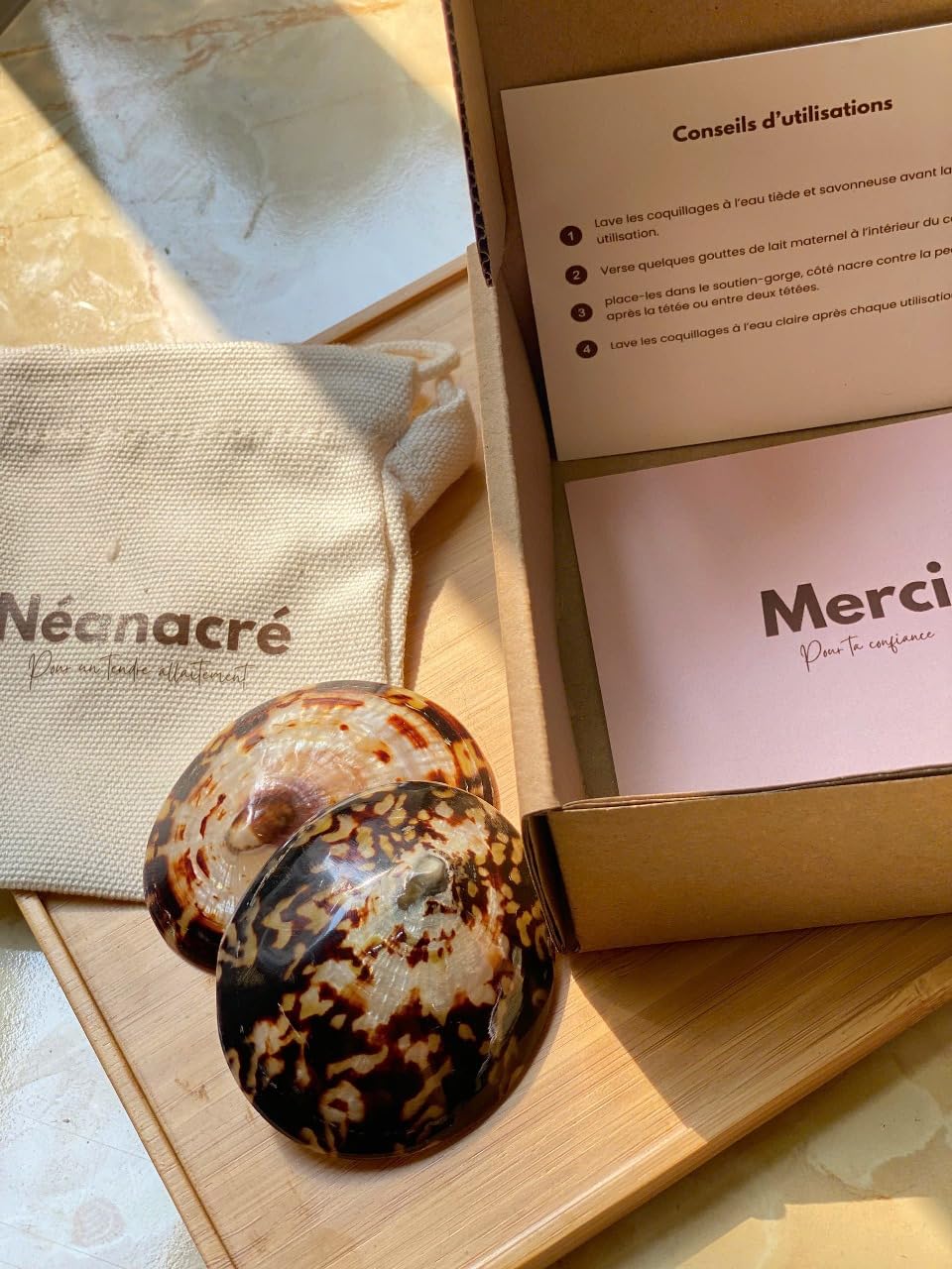 Coquillages d’Allaitement en Nacre Naturelle – Protège Mamelons Allaitement – Soulage Crevasses & Irritations – Réutilisables – Tailles S/M/L – Néanacré (M) (M)