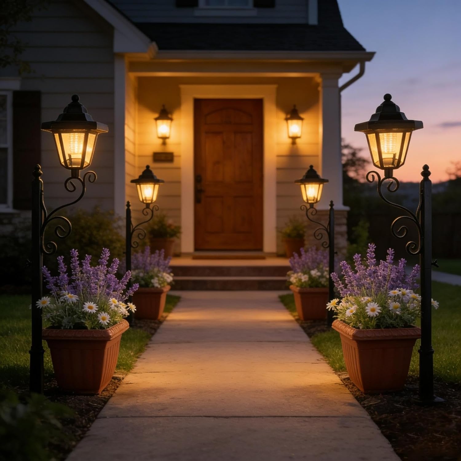 2-in-1 Outdoor Solar Lamp Post Light with Planter,Solar Lamp Post with Planter,Solars Lamps Postc for ardens Outdoor (Brown)