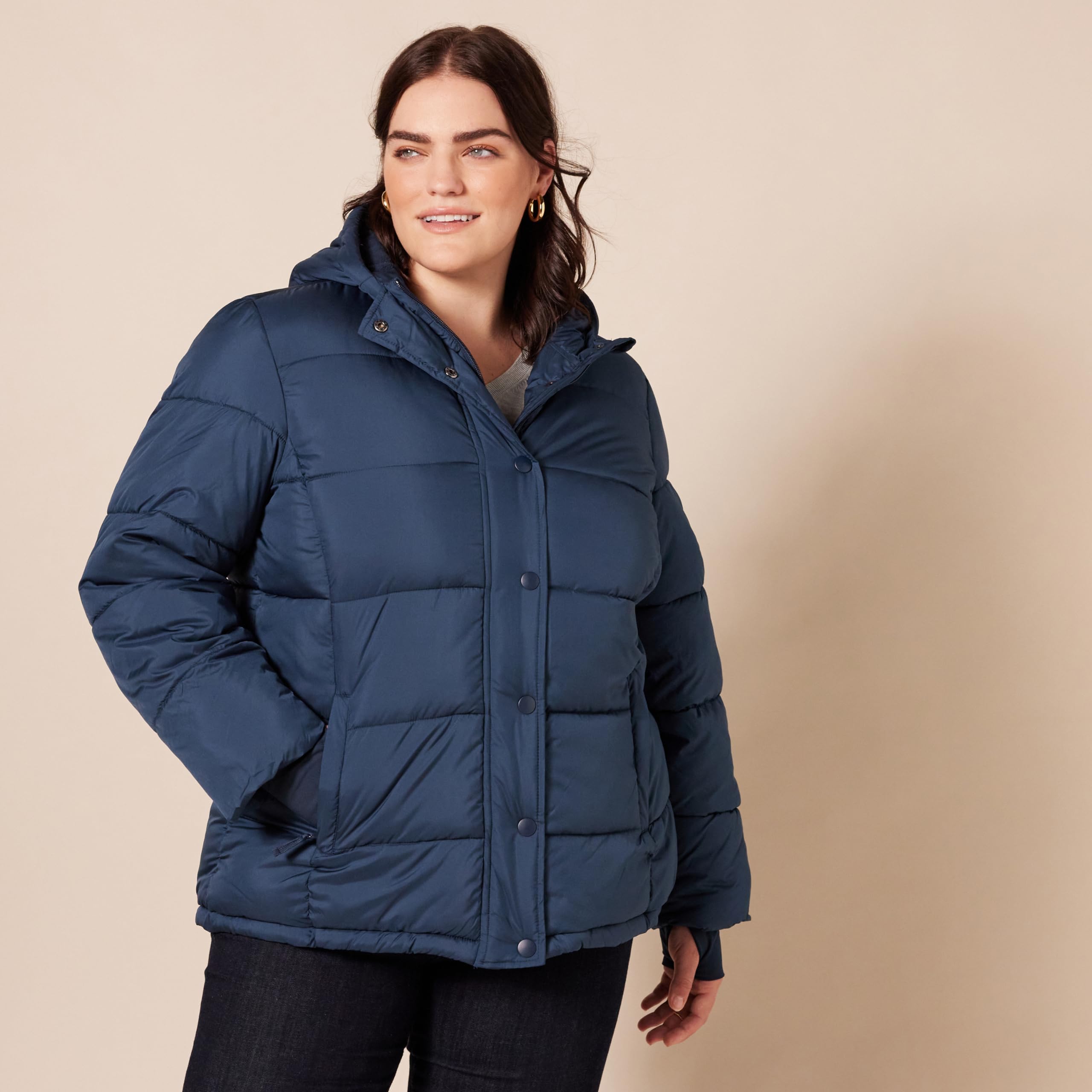 Amazon Essentials Doudoune Matelassée Épaisse à Capuche et Manches Longues (Disponible en Grande Taille) Femme