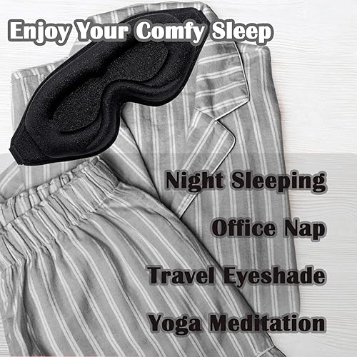 Miniatura 6 de Máscara de dormir negra para hombres, extensión de pestañas, máscara de ojos para extensiones de pestañas, máscara de sueño 3D sin presión,