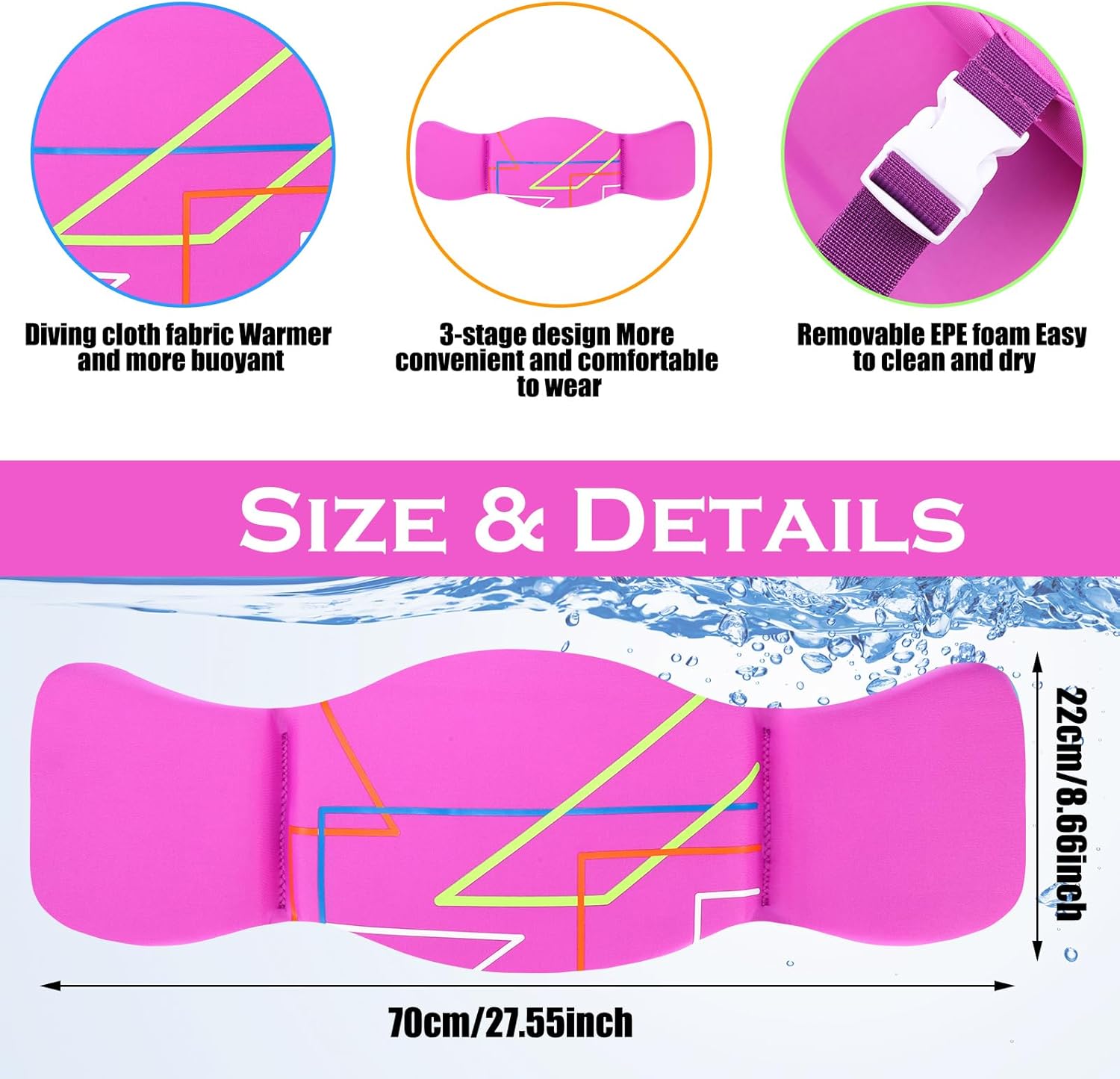 Blueweenly Swim Belt for Adults Swim Floating Belt with Adjustable Pool Weights for Water Exercise Training Equipment for Adults Water Aerobic Equipment