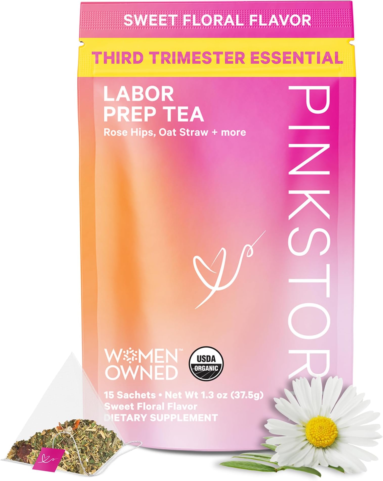 Labor Prep: Red Raspberry Pregnancy Tea, Labor & Birth, 40 Cups -2nd & 3d Trimester Tea-100% Organic Herbs -Strengthen & Tone Uterus -Caffeine Free -Sweet from Organic Stevia
